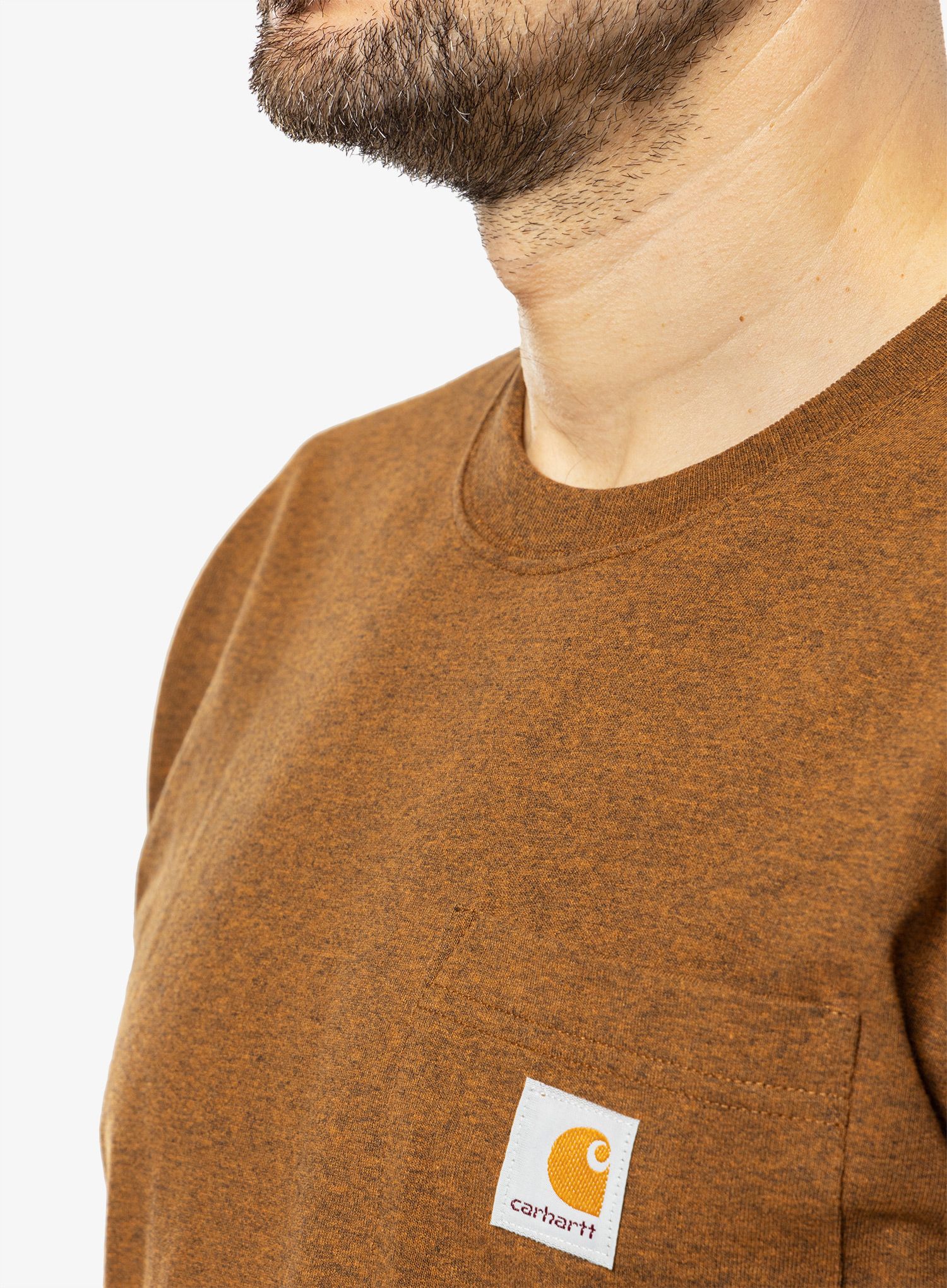 Bavlněné tričko Carhartt K87 Pocket S/S T-Shirt - oiled walnut heather