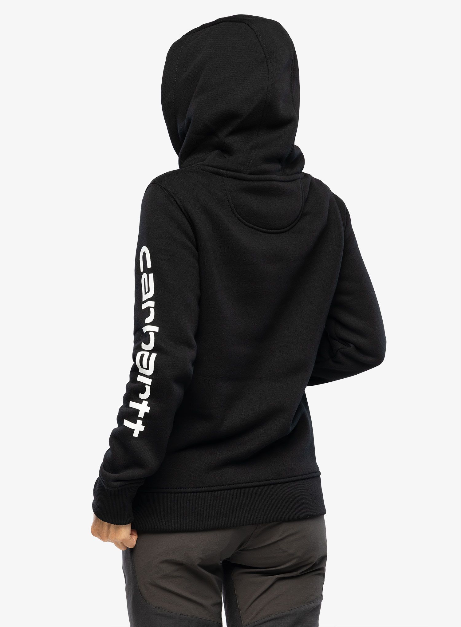 Dámská mikina s kapucí Carhartt Logo Sleeve Graphic Sweatshirt - black