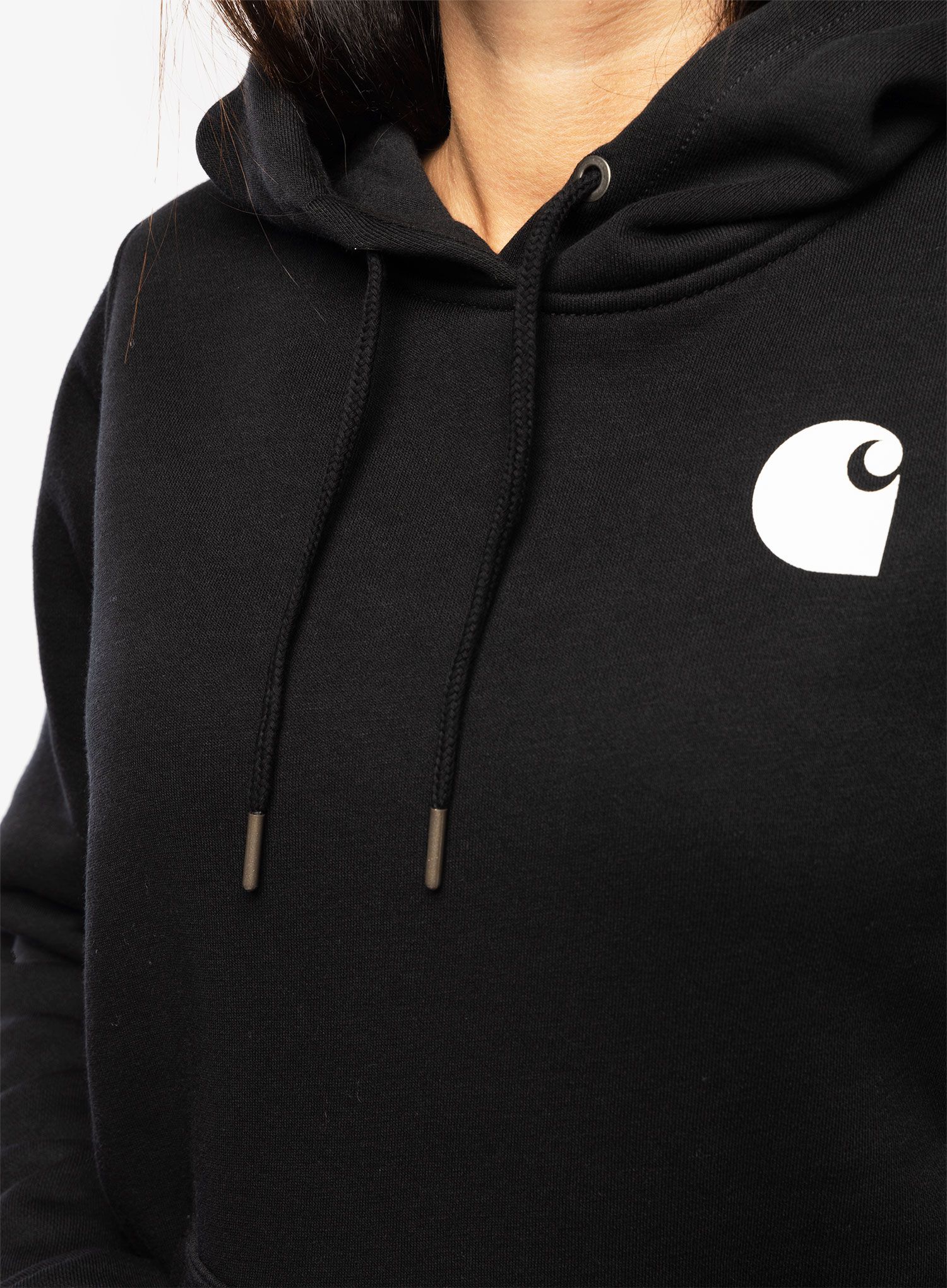 Dámská mikina s kapucí Carhartt Logo Sleeve Graphic Sweatshirt - black