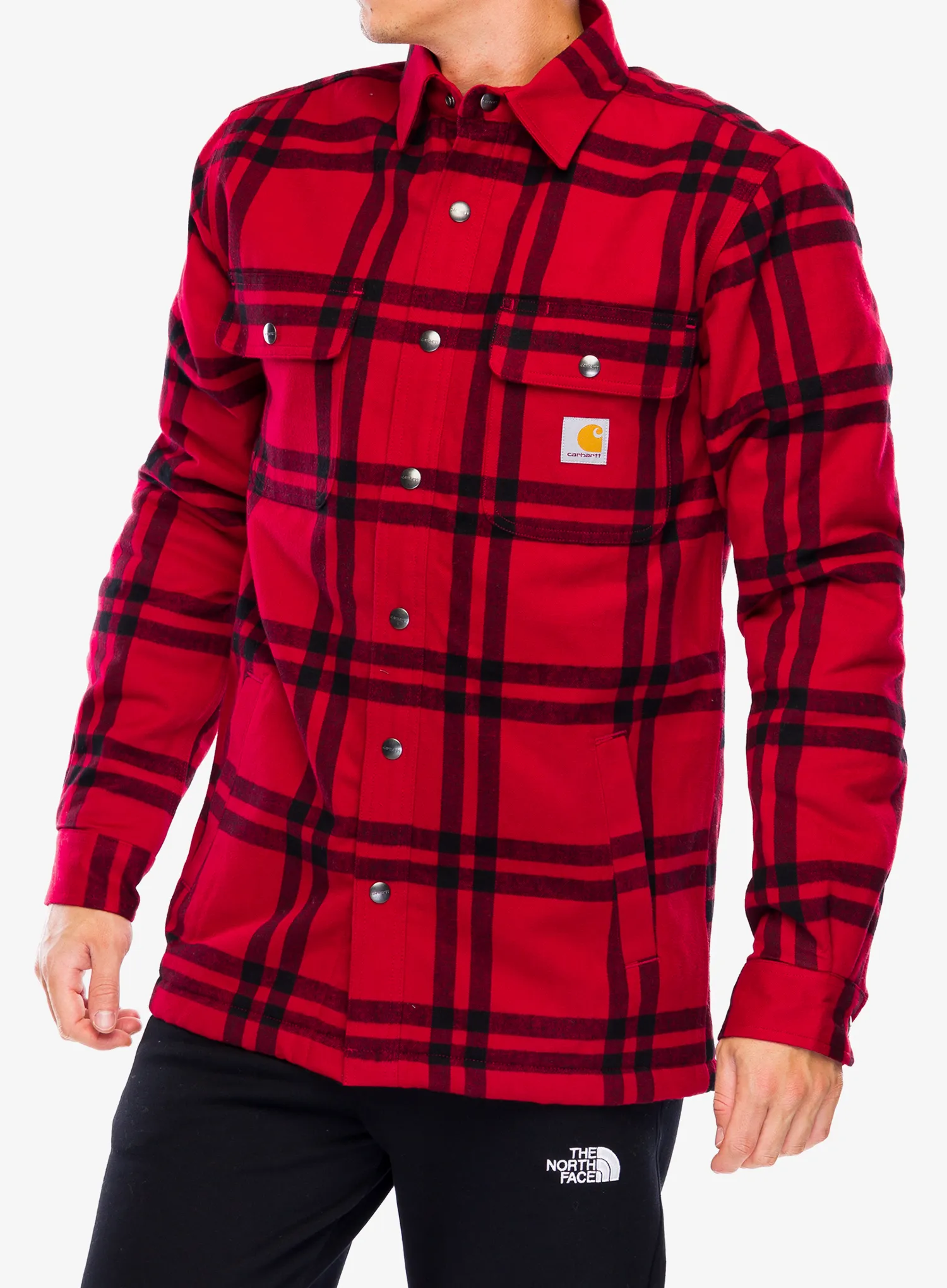 Košile Carhartt Roane Hooded Shirt Jac - crabapple
