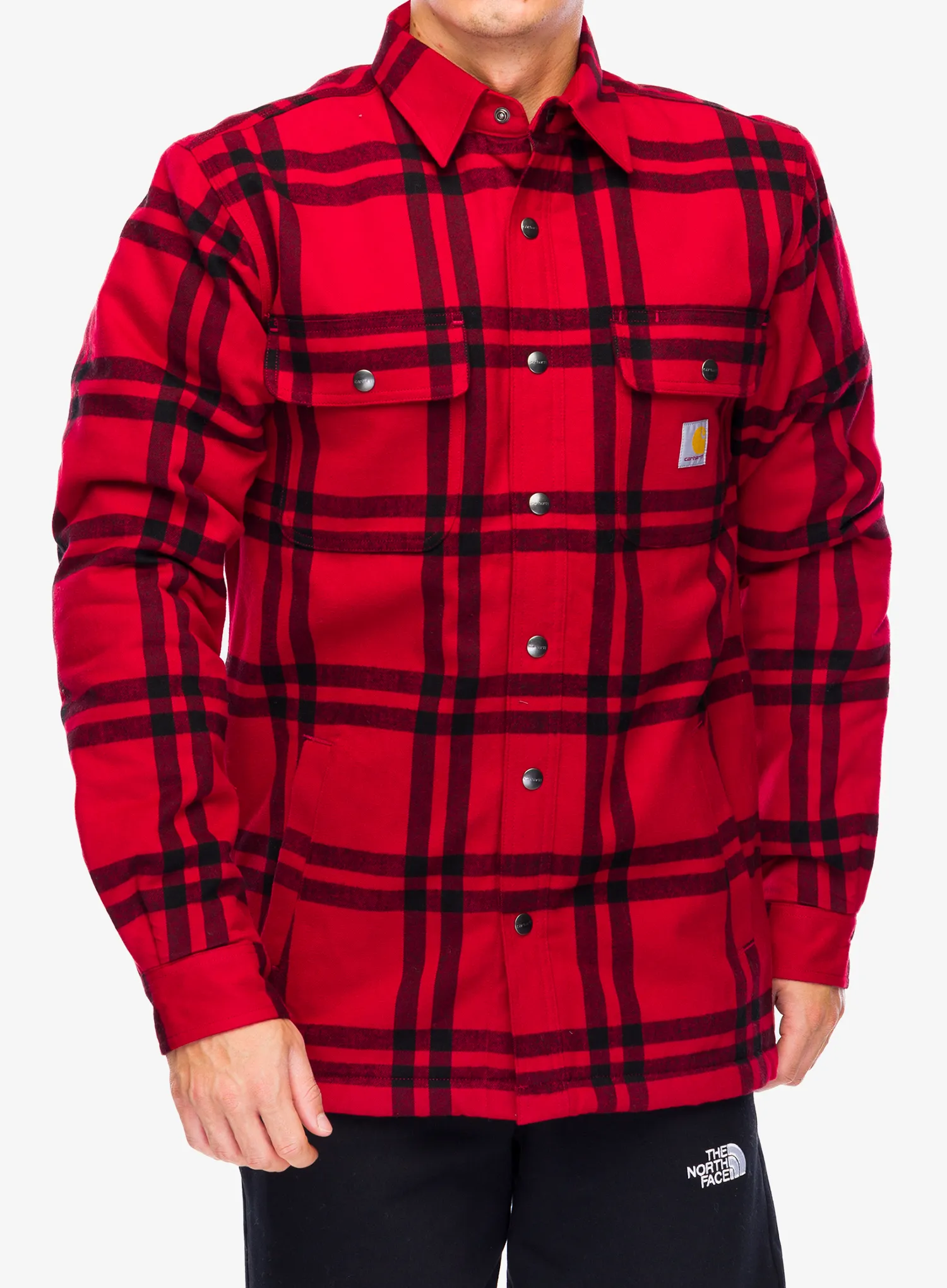 Košile Carhartt Roane Hooded Shirt Jac - crabapple