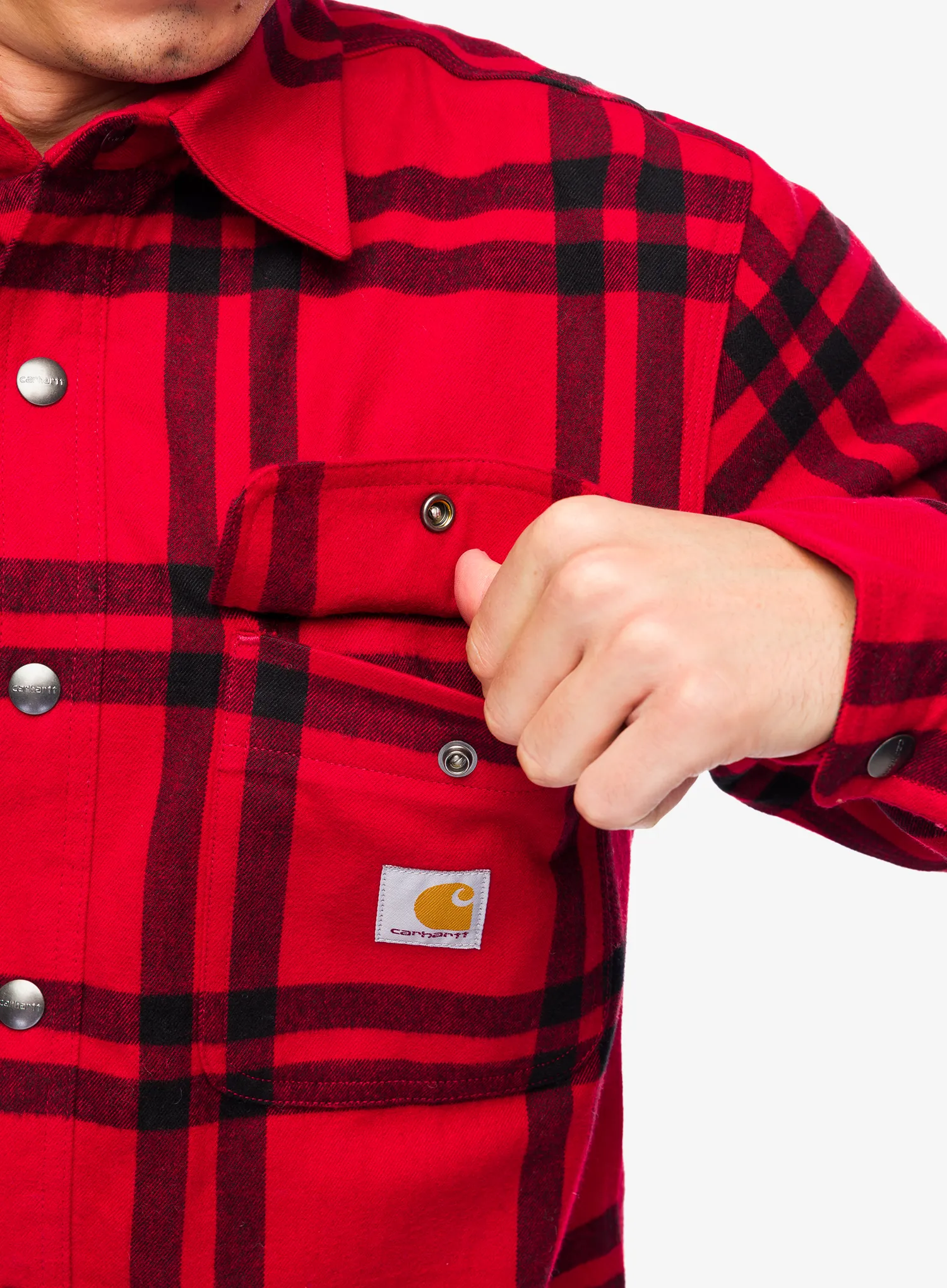 Košile Carhartt Roane Hooded Shirt Jac - crabapple