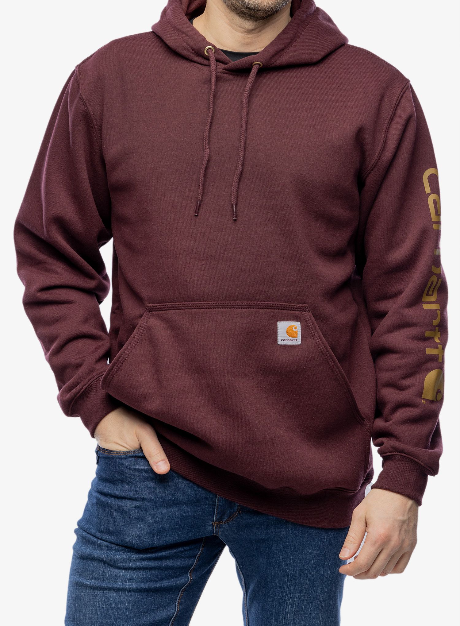 Mikina Carhartt Sleeve Logo Hooded Sweatshirt - port