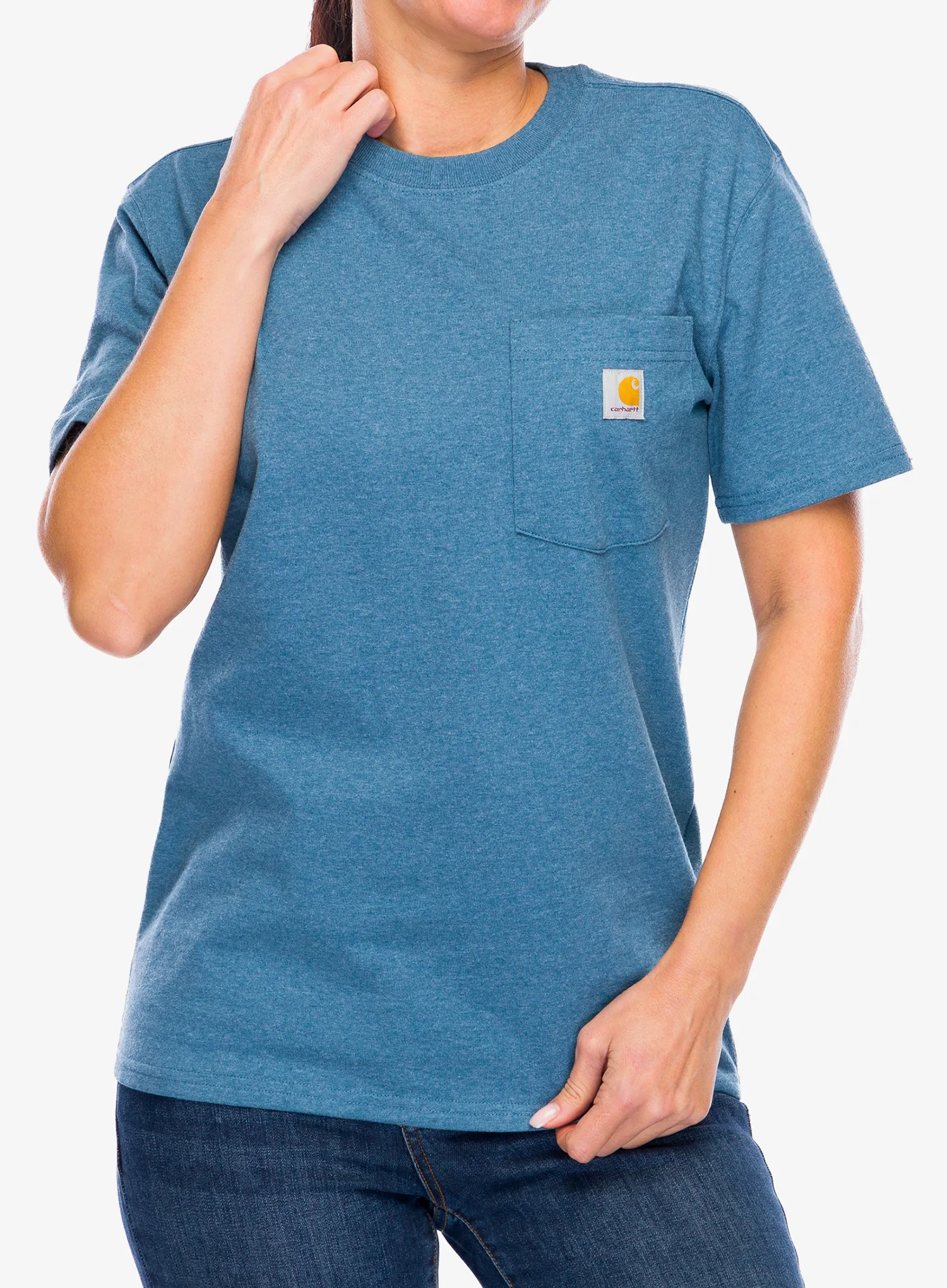 Bavlněné tričko dámské Carhartt Workwear Pocket S/S T-Shirt - thundercloud heather