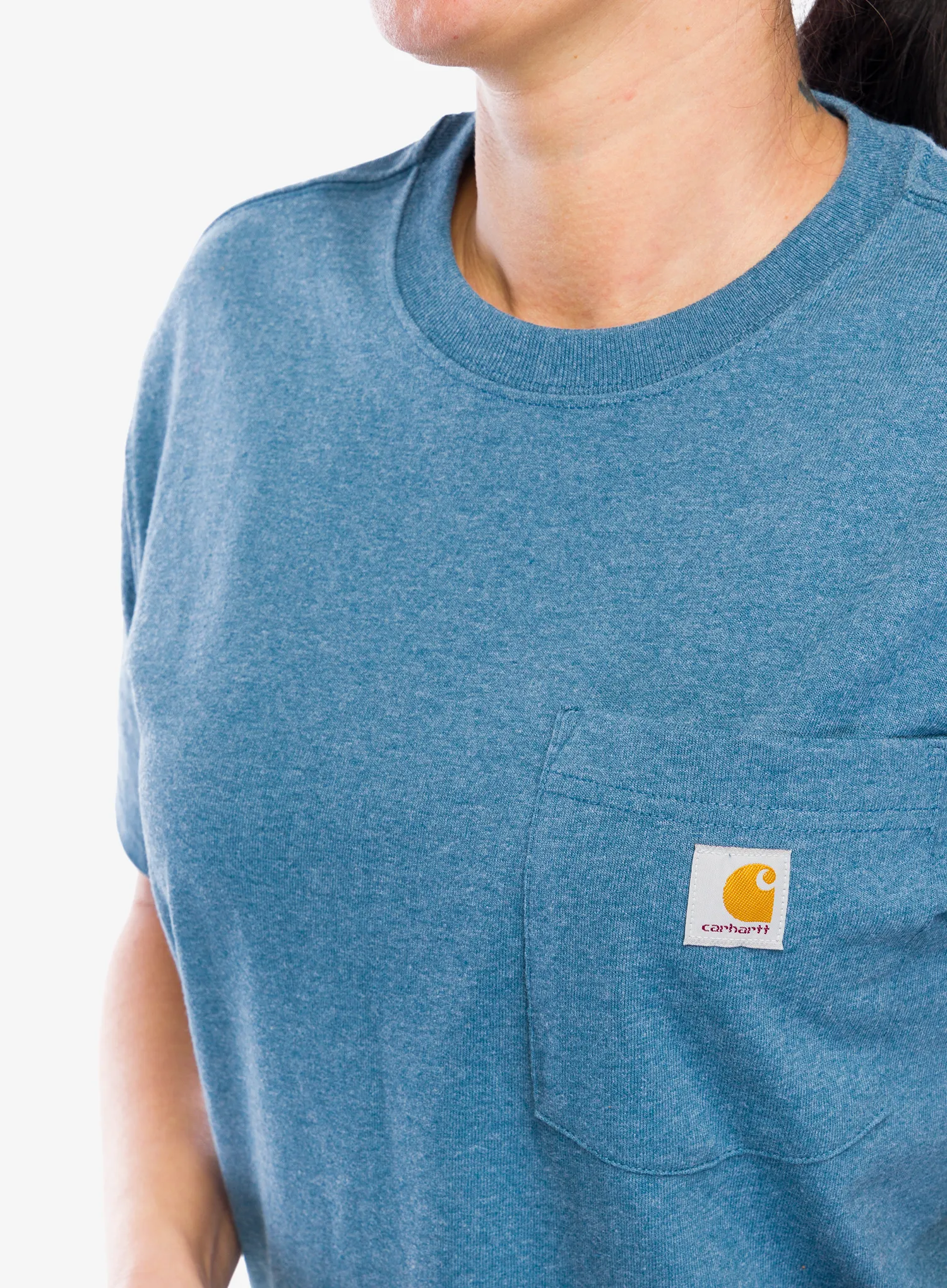 Bavlněné tričko dámské Carhartt Workwear Pocket S/S T-Shirt - thundercloud heather