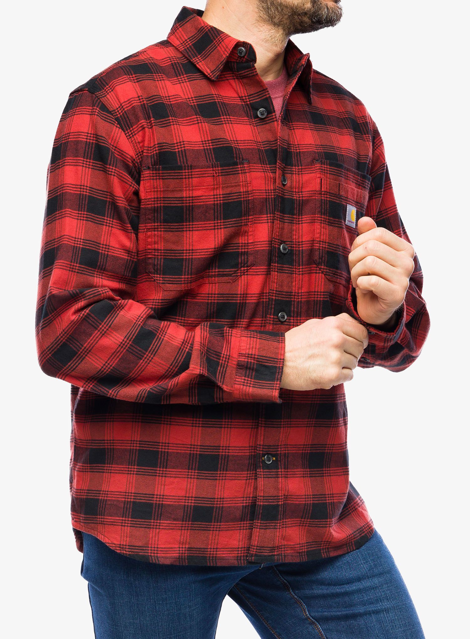 Turistická košile Cartartt Flannel L/S Plaid Shirt - red ochre