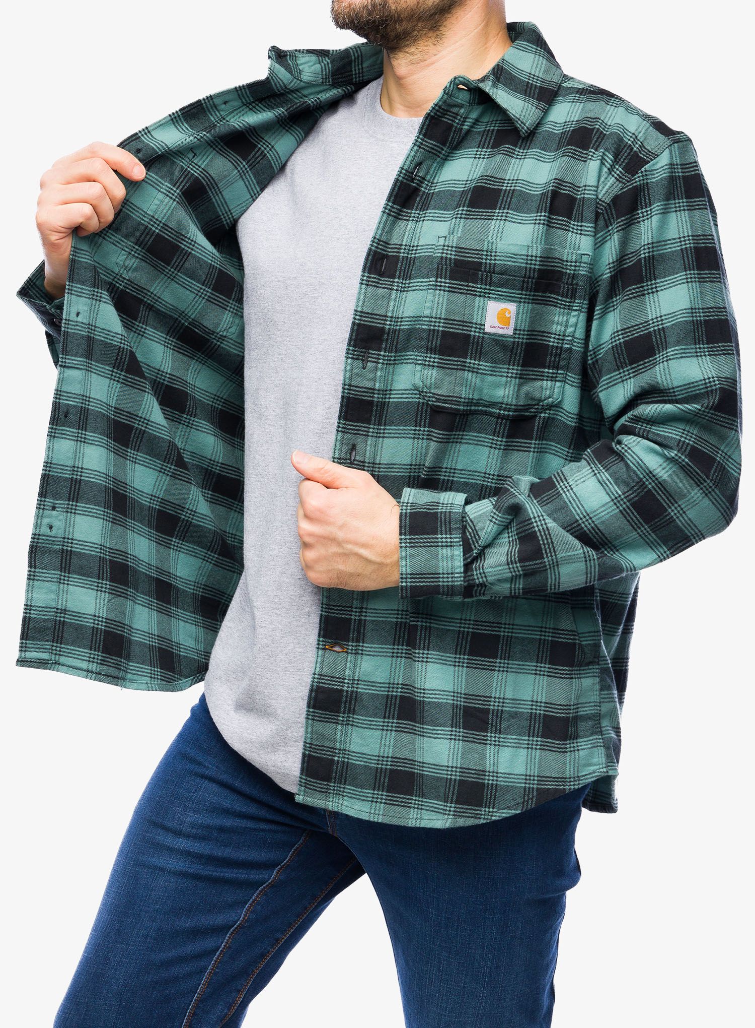 Turistická košile Cartartt Flannel L/S Plaid Shirt - sea pine