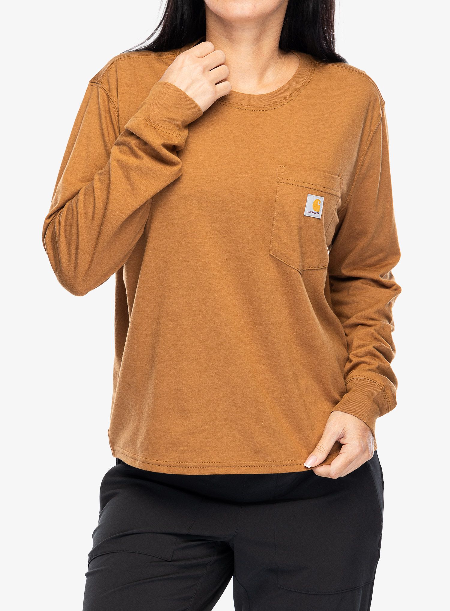 Dámské tričko s dlouhým rukávem Cartartt Lightweight L/S Pocket T-Shirt - carhartt brown