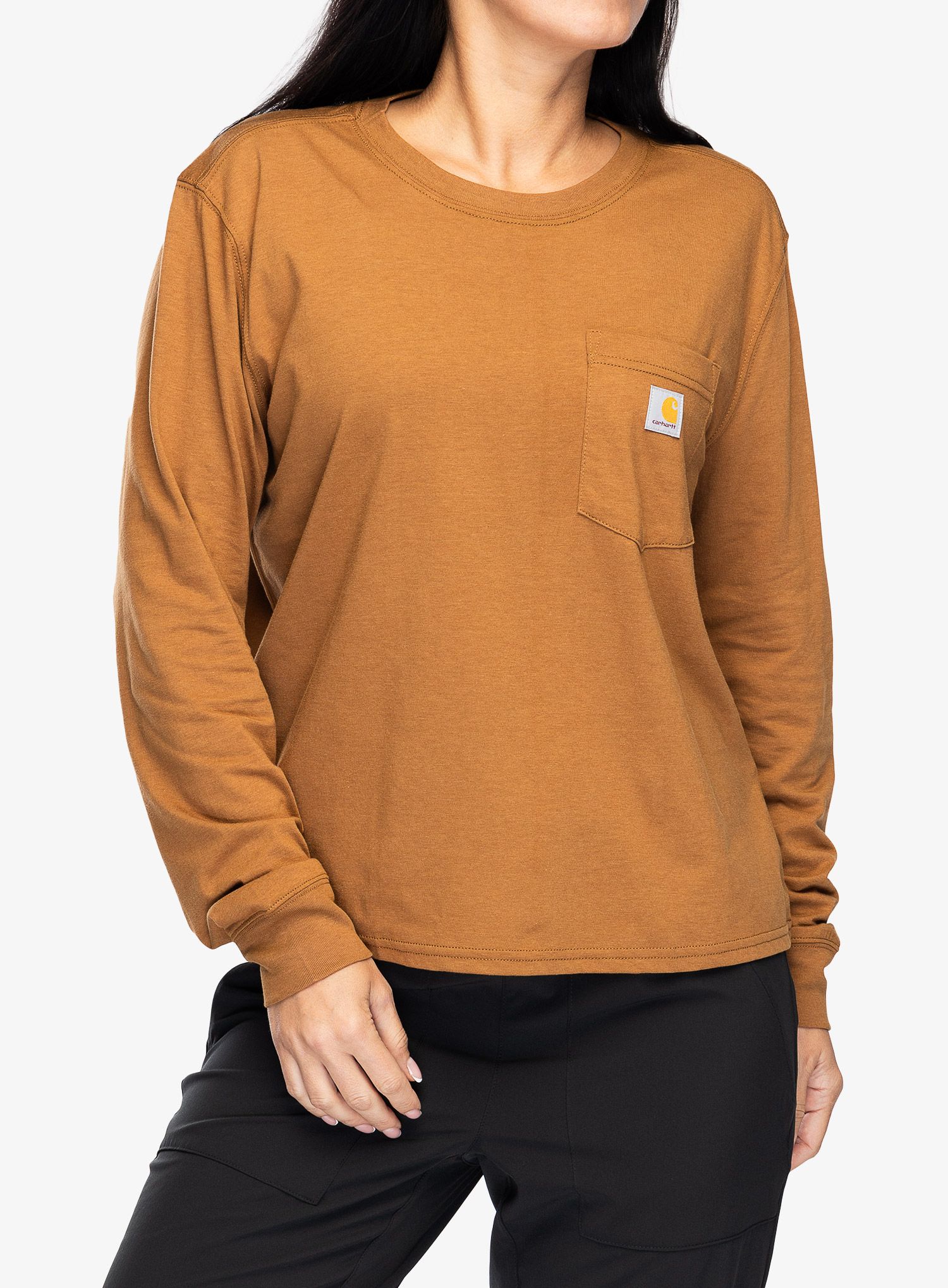 Dámské tričko s dlouhým rukávem Cartartt Lightweight L/S Pocket T-Shirt - carhartt brown