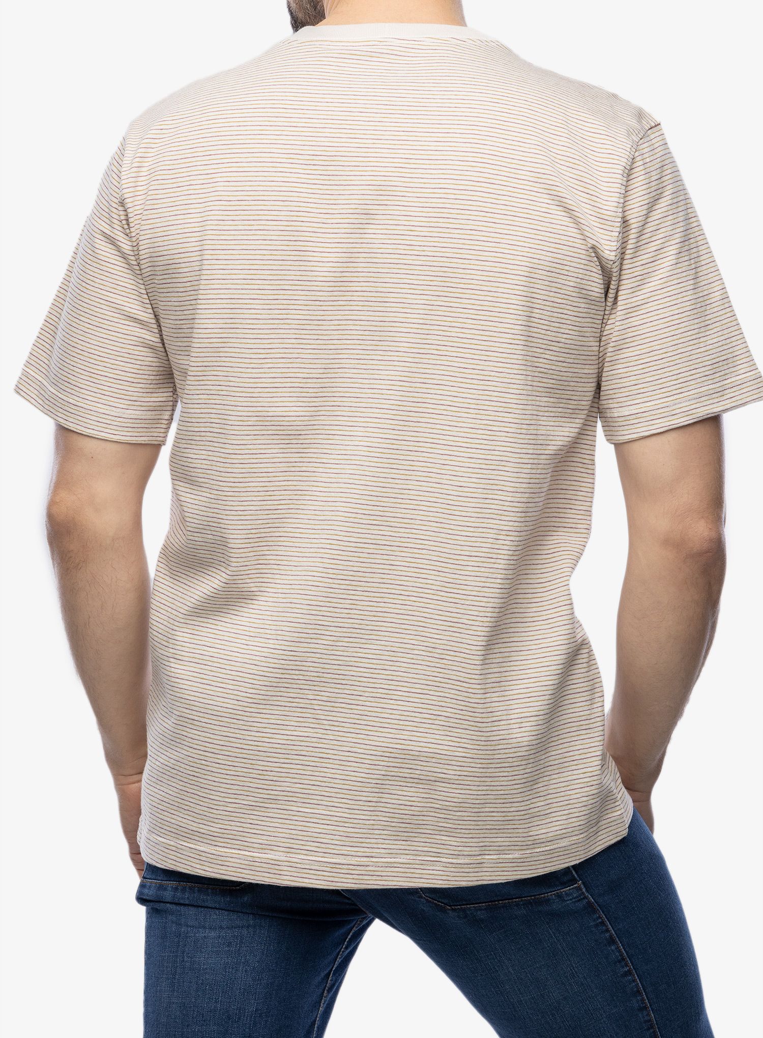 Bavlněné tričko Cartartt Relaxed S/S Pocket Stripe T-Shirt - malt/butter stripe