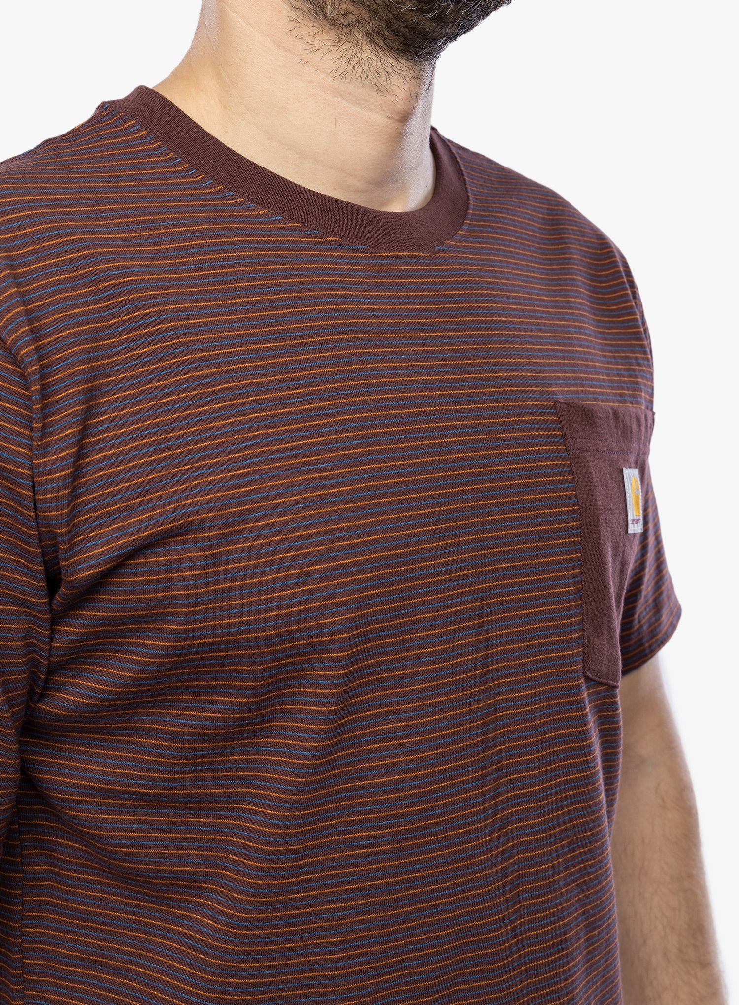 Bavlněné tričko Cartartt Relaxed S/S Pocket Stripe T-Shirt - port stripe