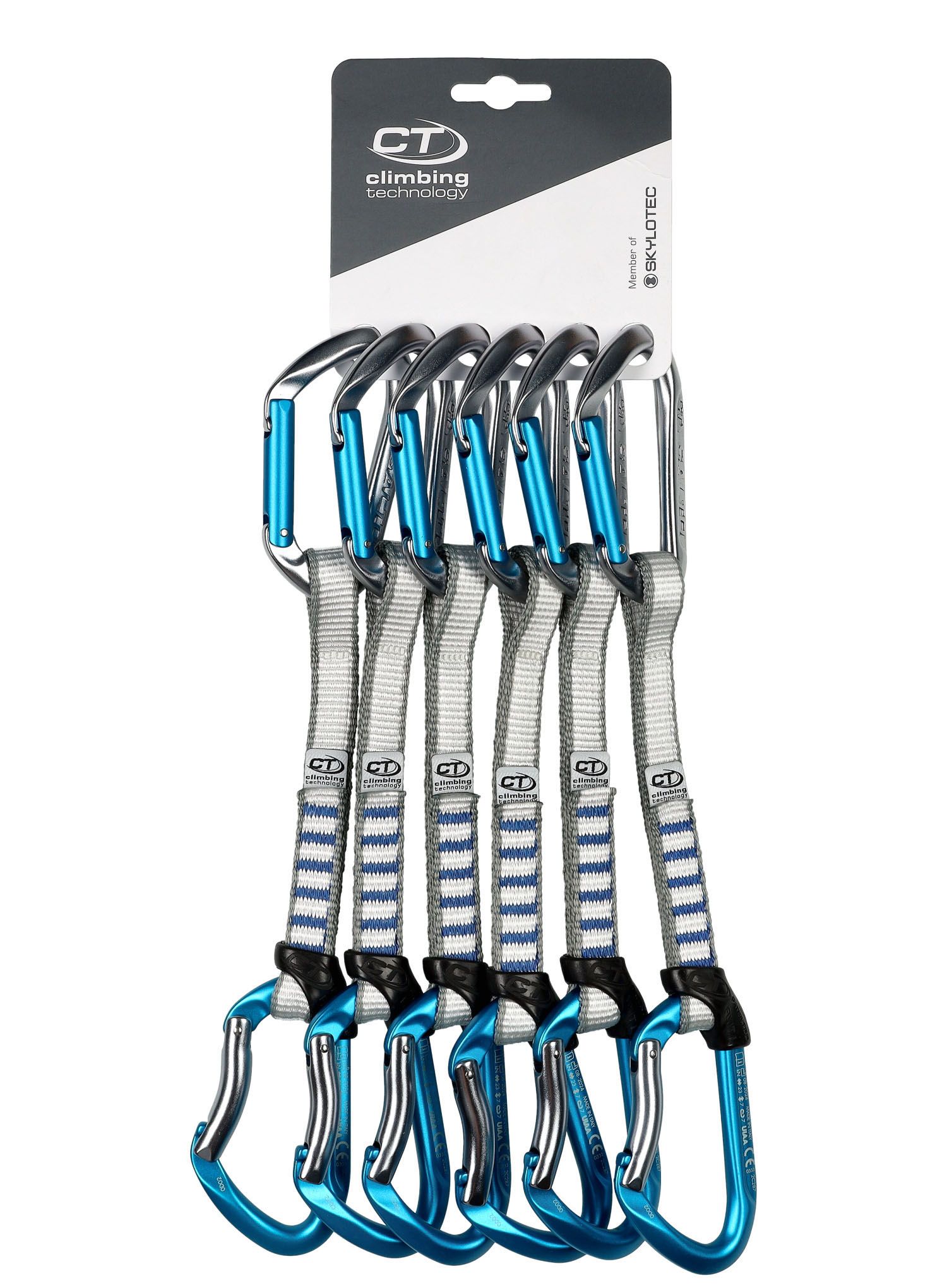 Lezecké expresky Climbing Technology/SKYLOTEC Salto Set NY 17 cm 6-Pack - titanium/electricblue
