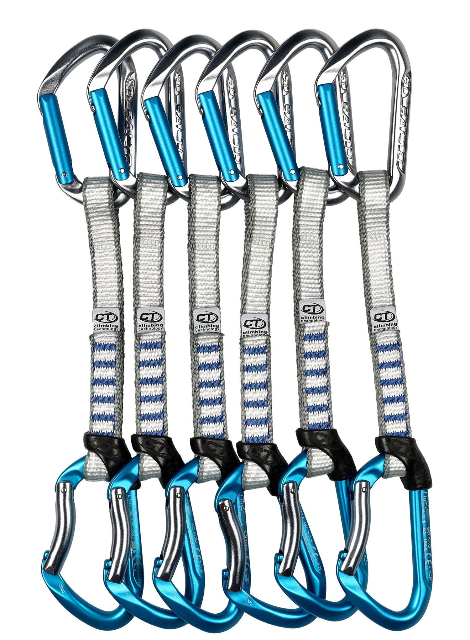 Lezecké expresky Climbing Technology/SKYLOTEC Salto Set NY 17 cm 6-Pack - titanium/electricblue