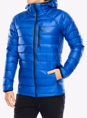 Péřová bunda Columbia Arctic Crest Down Hooded Jacket - mountain blue
