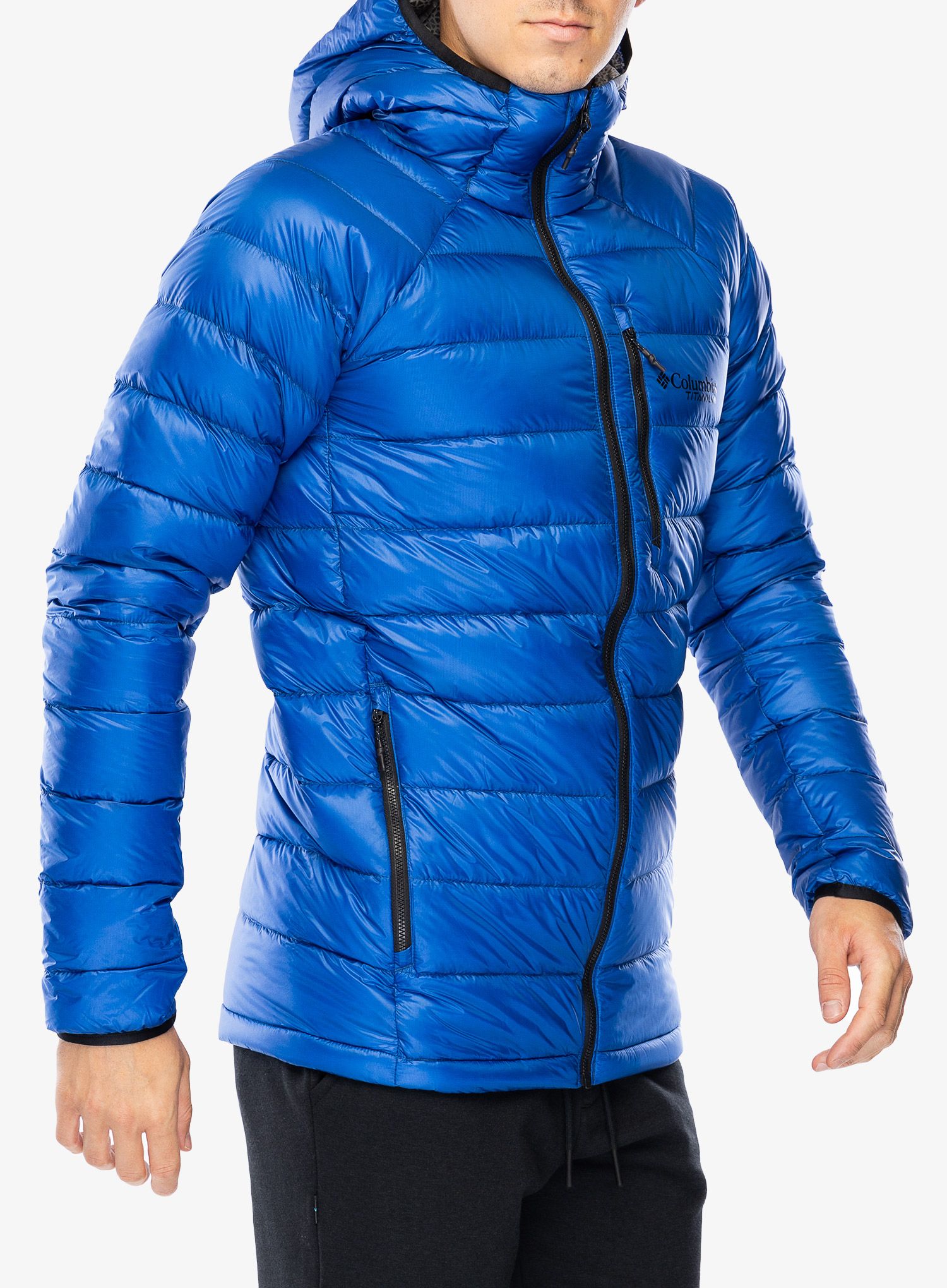 Péřová bunda Columbia Arctic Crest Down Hooded Jacket - mountain blue