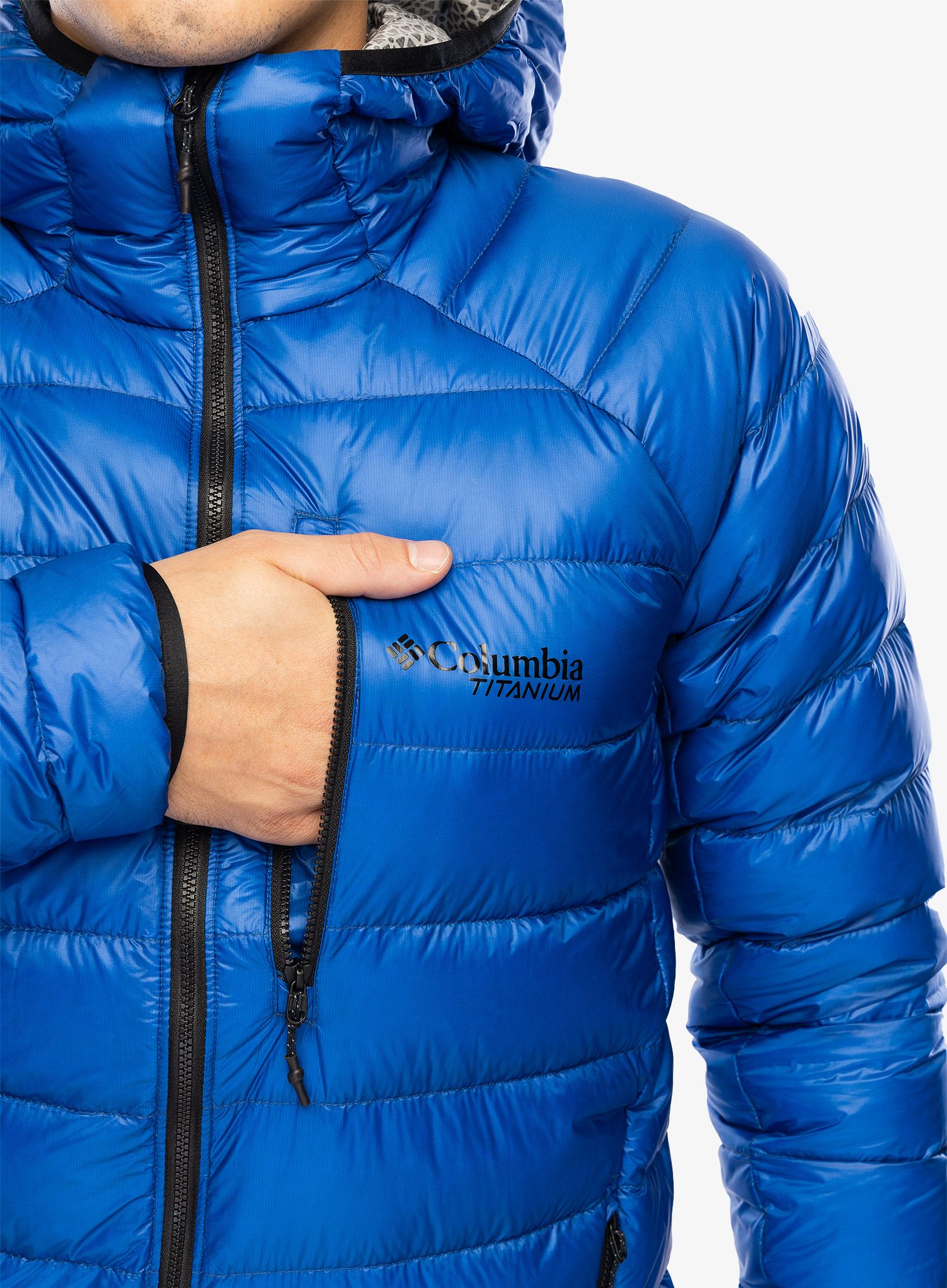Péřová bunda Columbia Arctic Crest Down Hooded Jacket - mountain blue