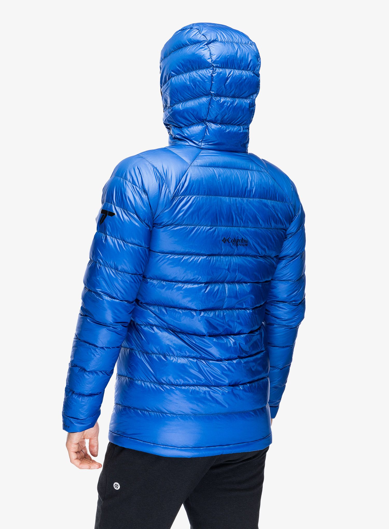 Péřová bunda Columbia Arctic Crest Down Hooded Jacket - mountain blue