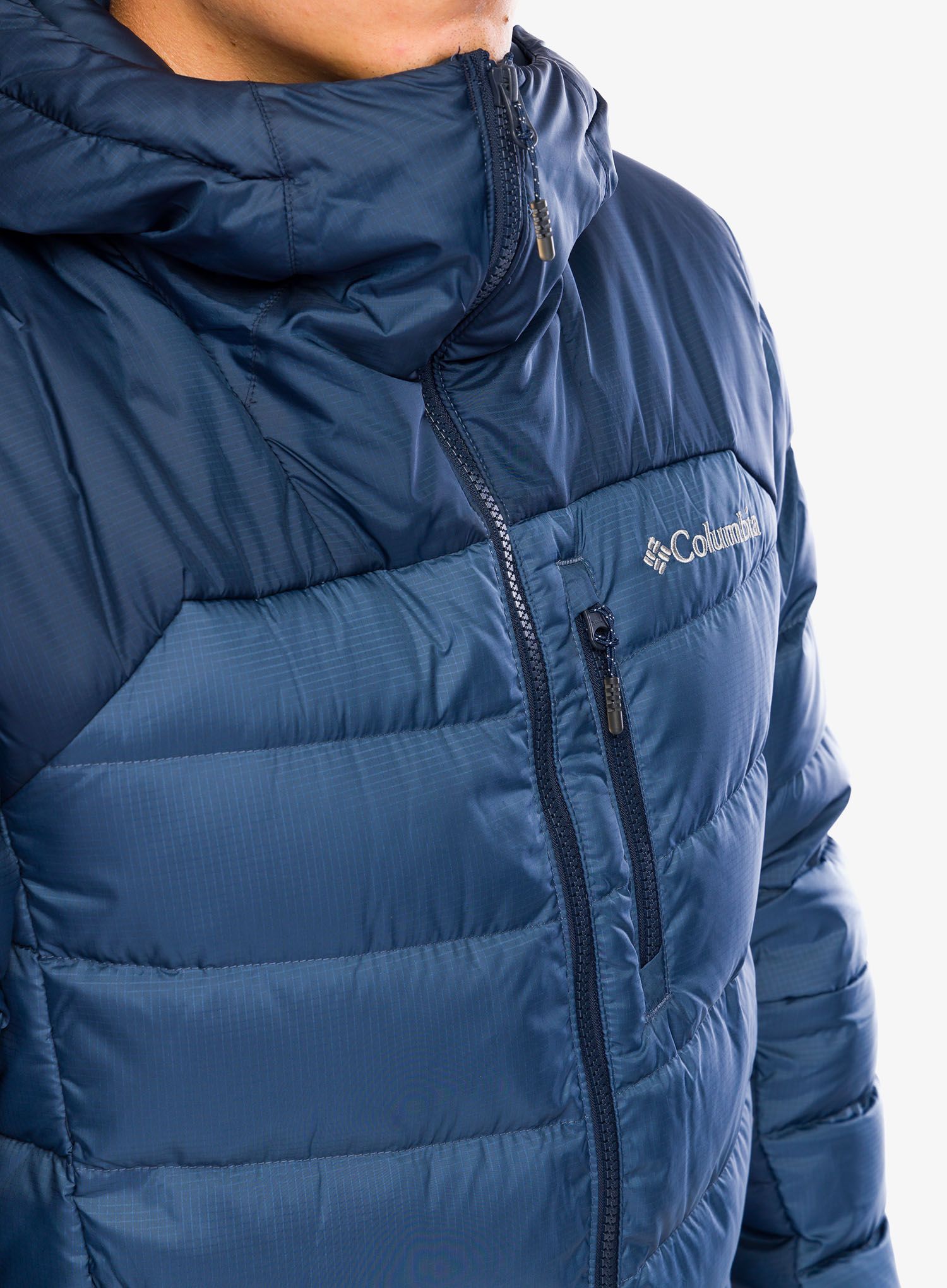 Péřová bunda Columbia Autumn Park Down Hooded Jacket - dark mountain/collegiate navy