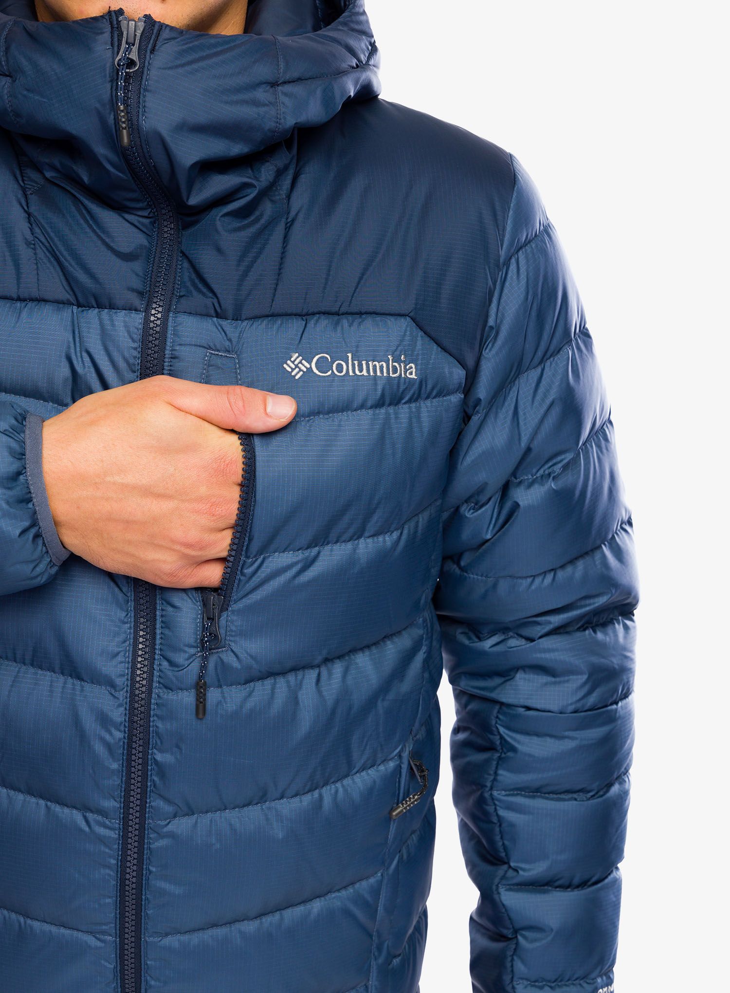 Péřová bunda Columbia Autumn Park Down Hooded Jacket - dark mountain/collegiate navy