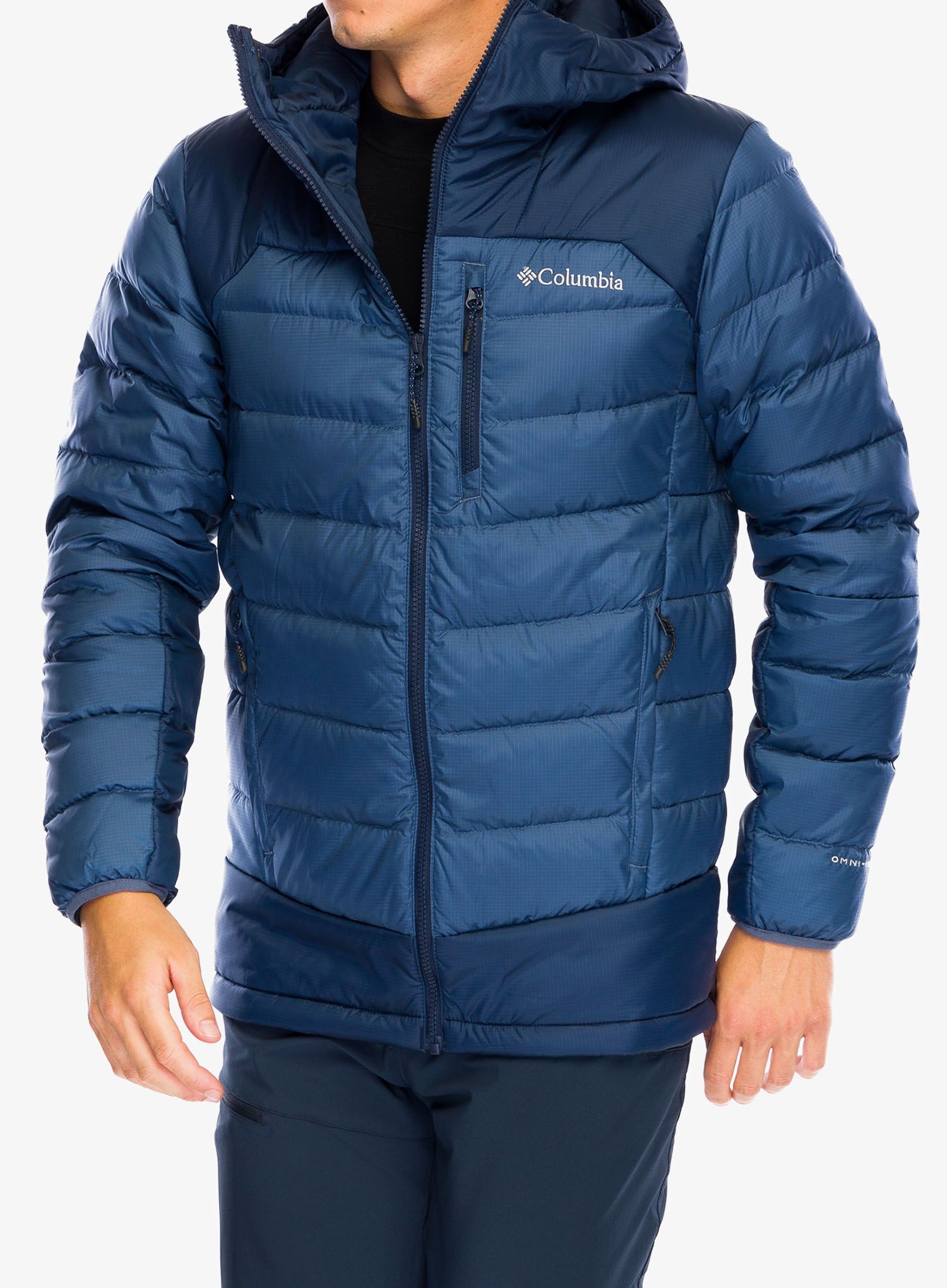 Péřová bunda Columbia Autumn Park Down Hooded Jacket - dark mountain/collegiate navy