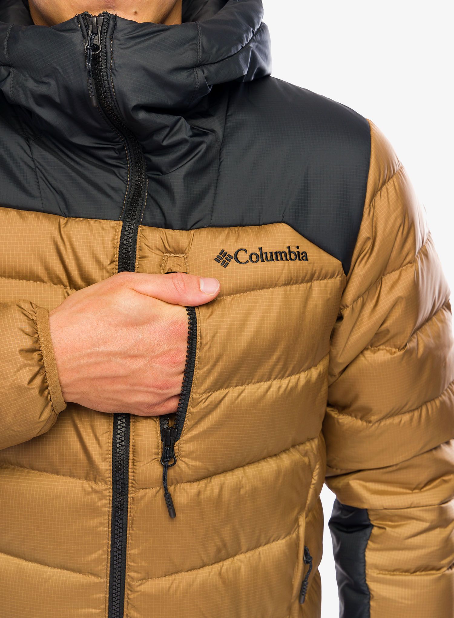 Péřová bunda Columbia Autumn Park Down Hooded Jacket - delta/black