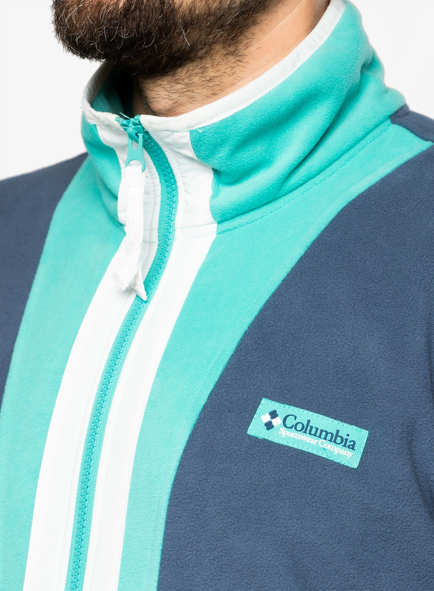 Fleece mikina pánská Columbia Back Bowl™ Fleece Lightweight - dark mountain/bright aqua/wht