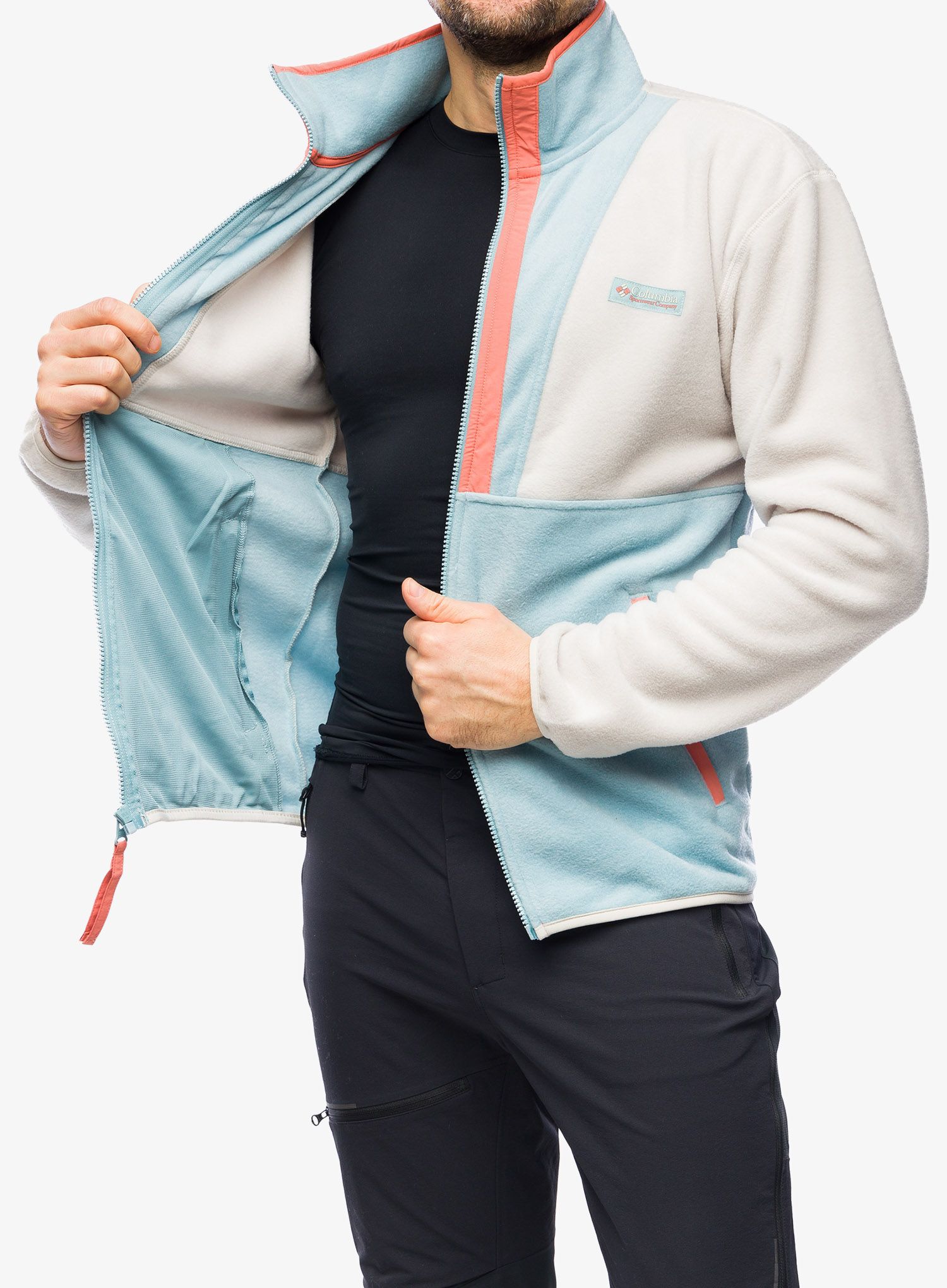 Pánská mikina Columbia Back Bowl Full Zip Fleece - dark stone/stone blue/peach