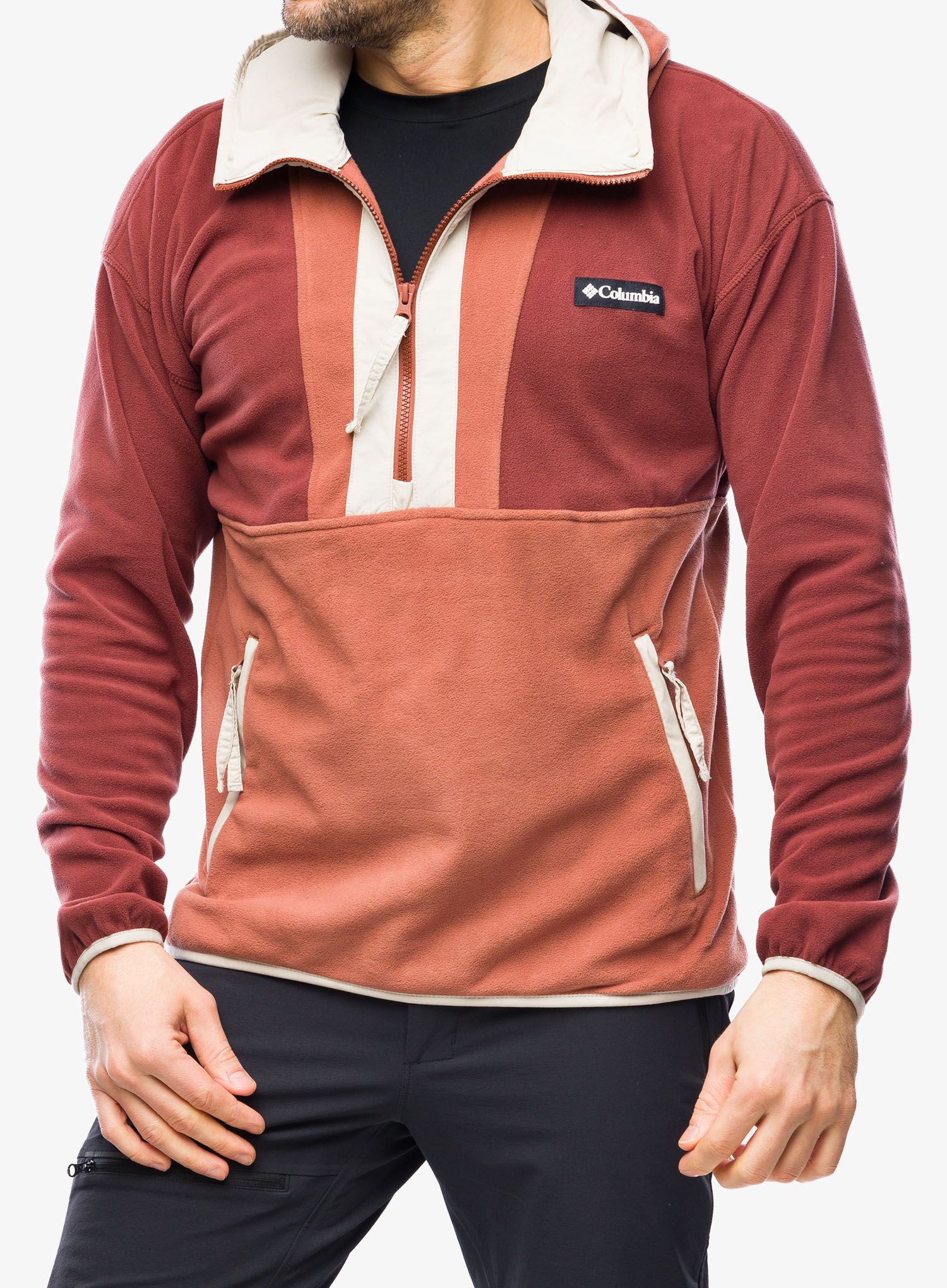 Fleece mikina Columbia Backbowl Lite Half Zip Hoodie - spice/auburn/dark stone