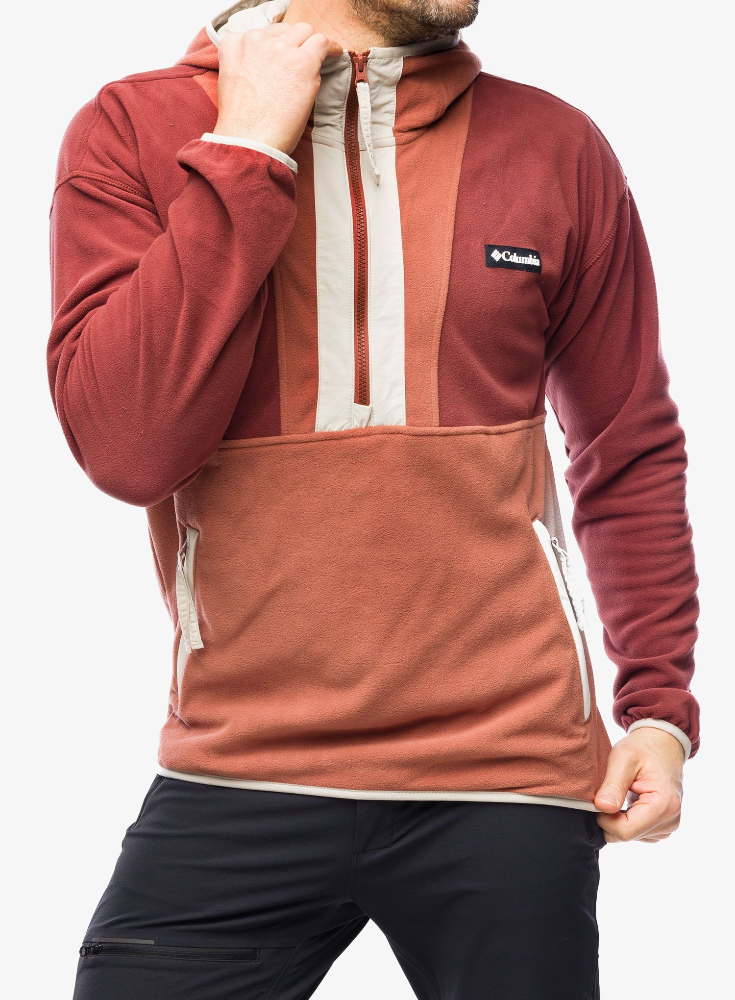 Fleece mikina Columbia Backbowl Lite Half Zip Hoodie - spice/auburn/dark stone