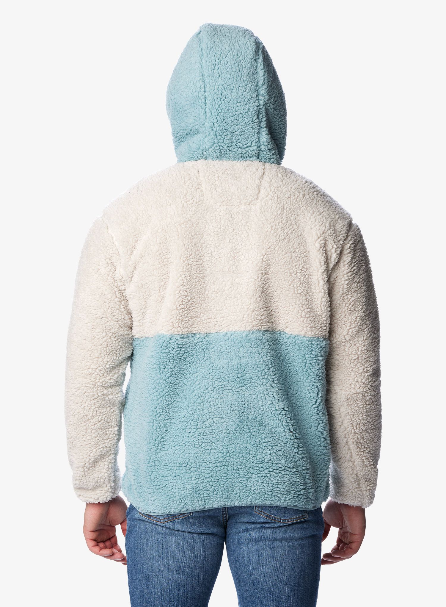 Fleecová bunda Columbia Backbowl Sherpa Hoodie - dark stone/stone blue/peach