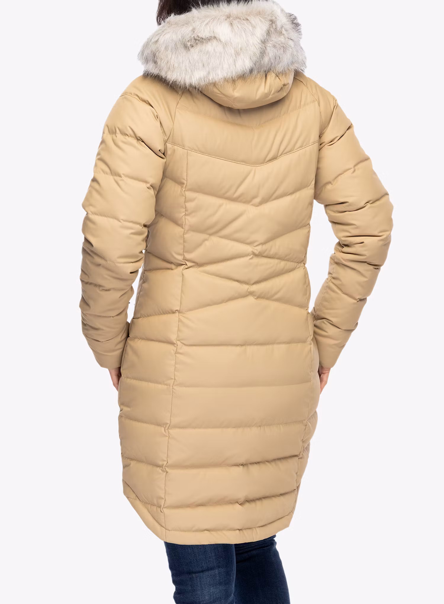Dámský péřový kabát Columbia Belle Isle Mid Down Jacket - beach