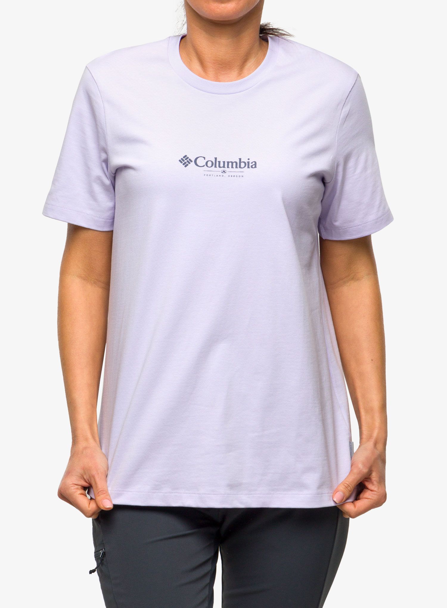 Bavlněné tričko dámské Columbia Boundless Beauty SS Tee - purple tint/rhodies PDX graph