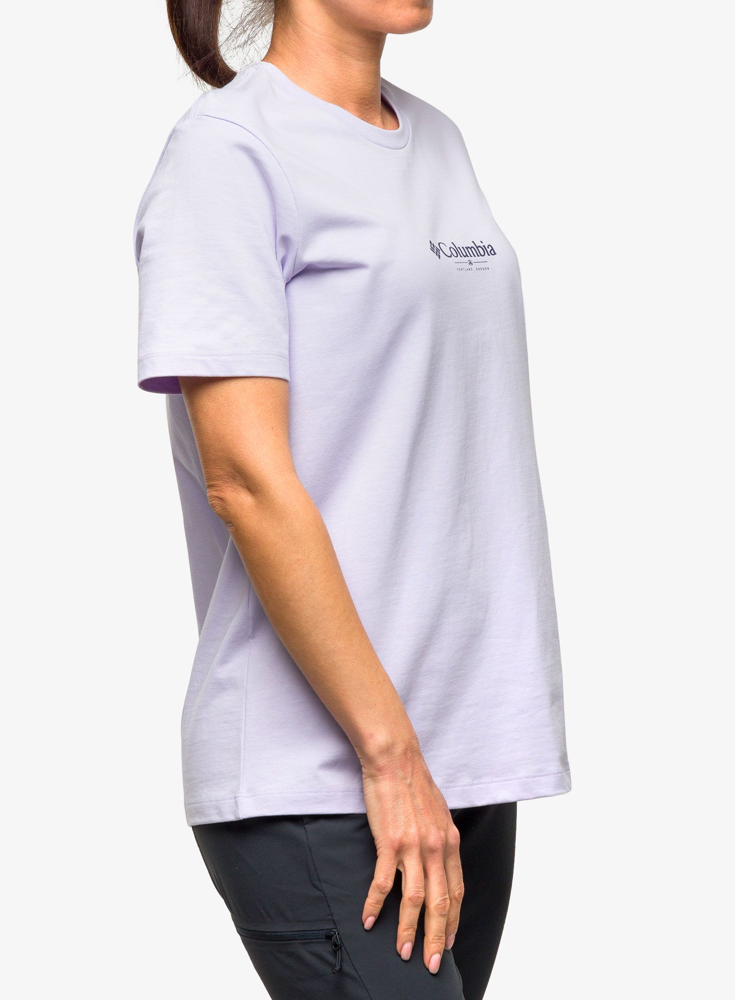 Bavlněné tričko dámské Columbia Boundless Beauty SS Tee - purple tint/rhodies PDX graph