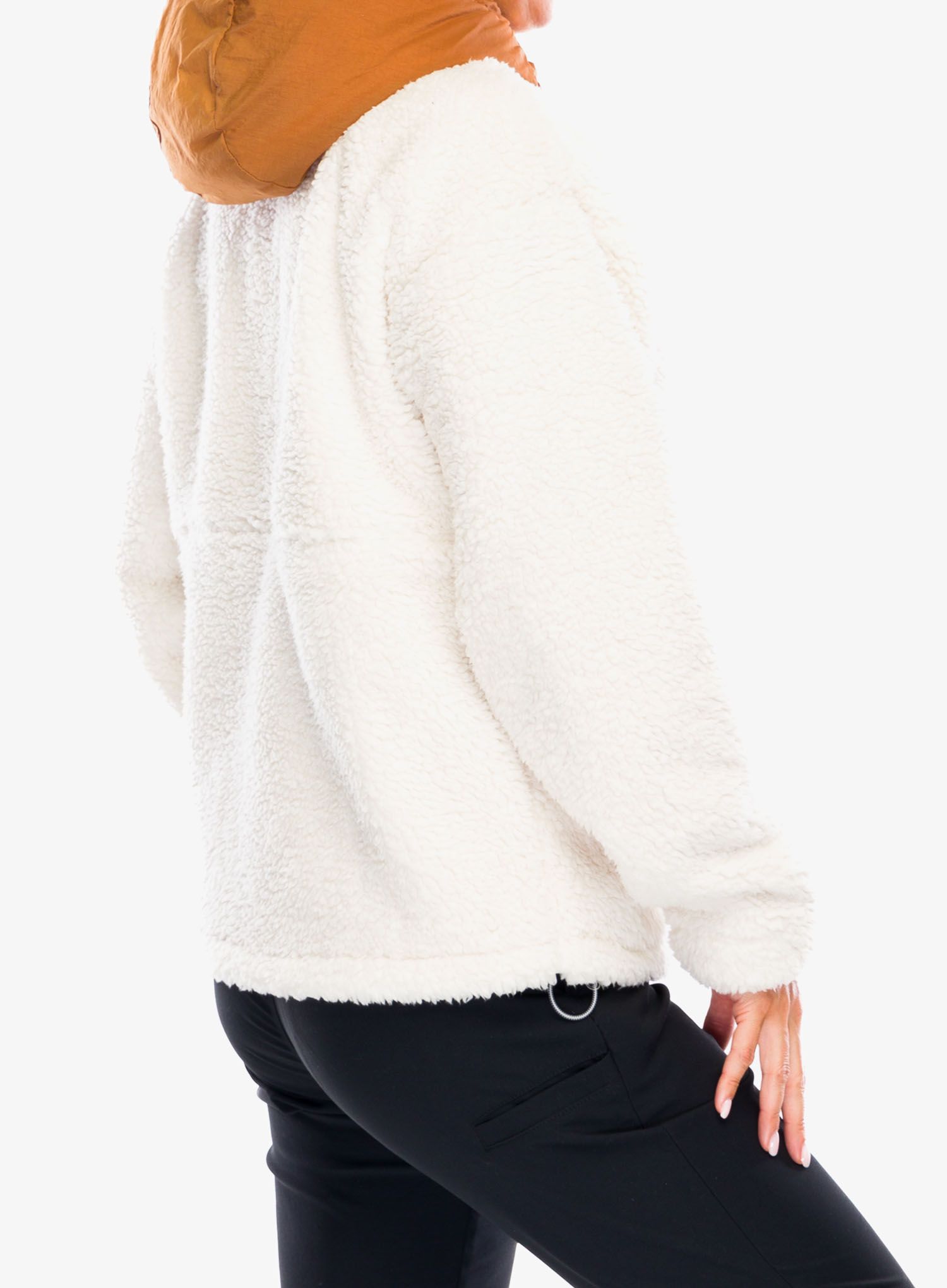 Fleecová mikina dámská Columbia Boundless Discovery Hooded Sherpa - chalk/camel brown