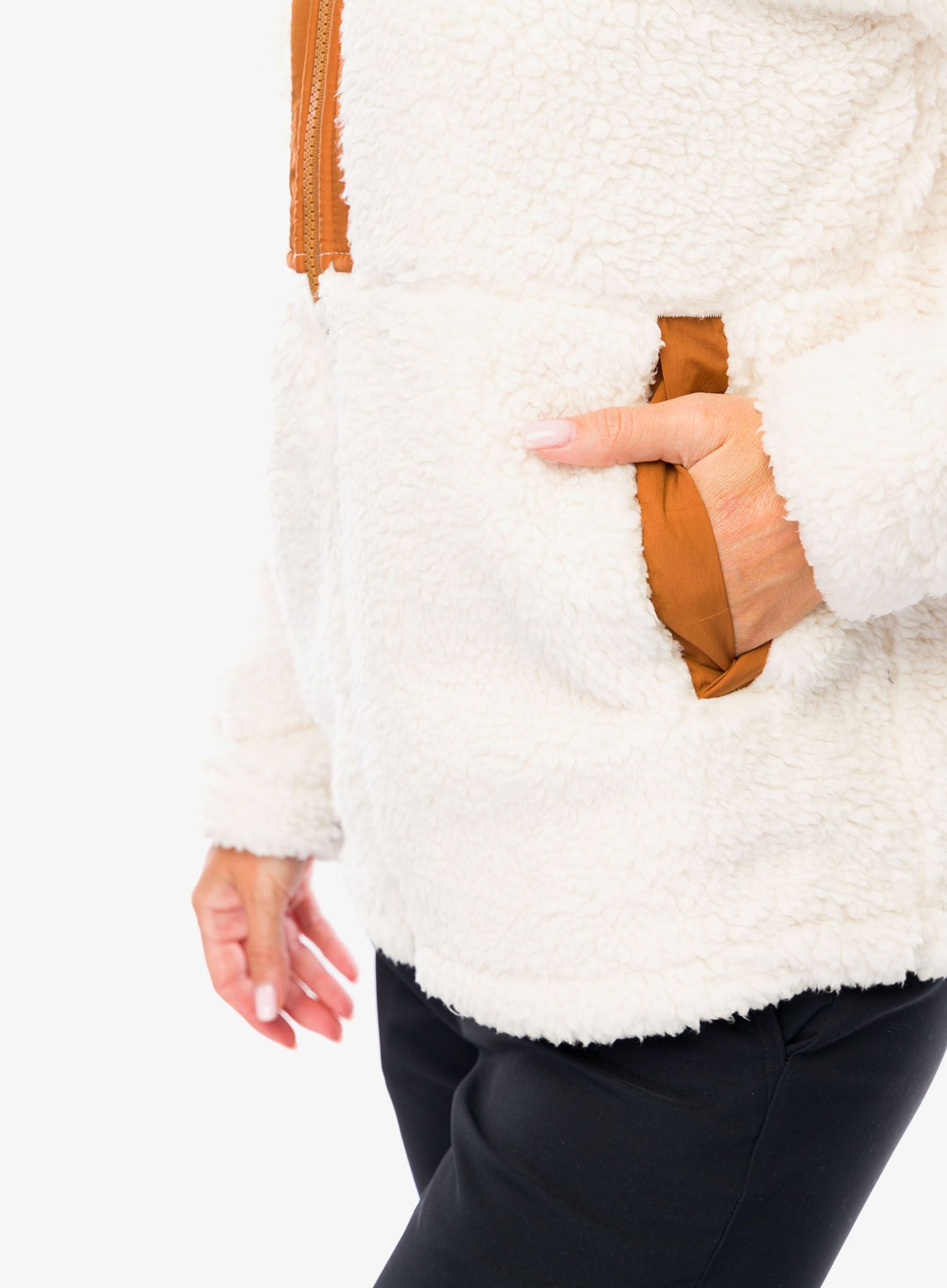 Fleecová mikina dámská Columbia Boundless Discovery Hooded Sherpa - chalk/camel brown
