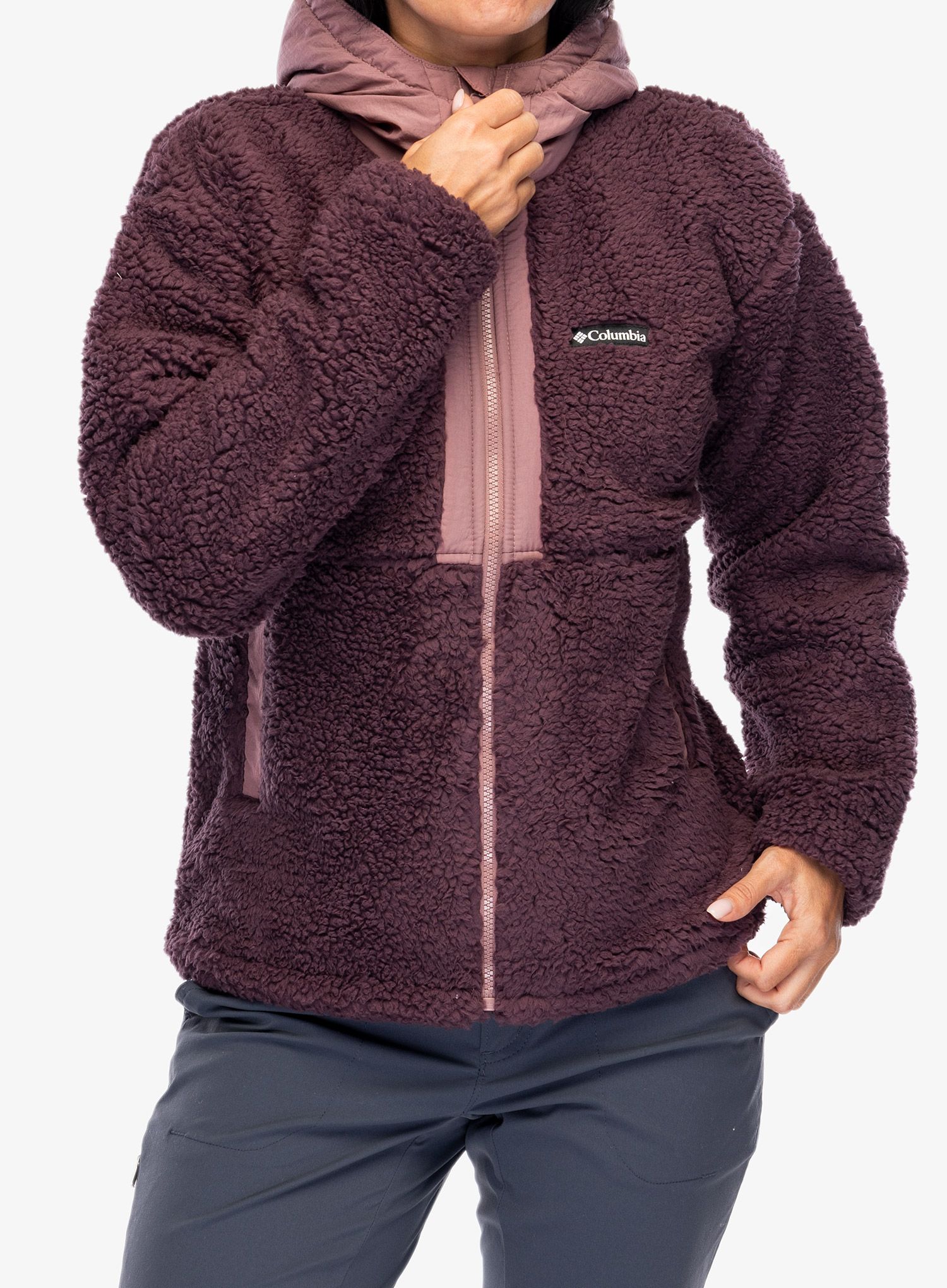 Fleecová mikina dámská Columbia Boundless Discovery Hooded Sherpa - moonvista/fig