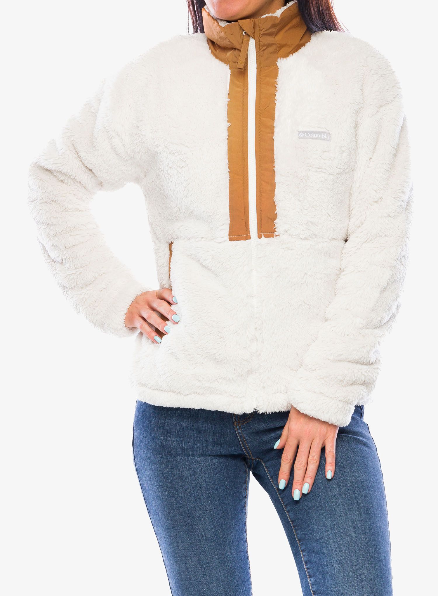 Fleecová mikina dámská Columbia Boundless Discovery Sherpa Full Zip - chalk/camel brown