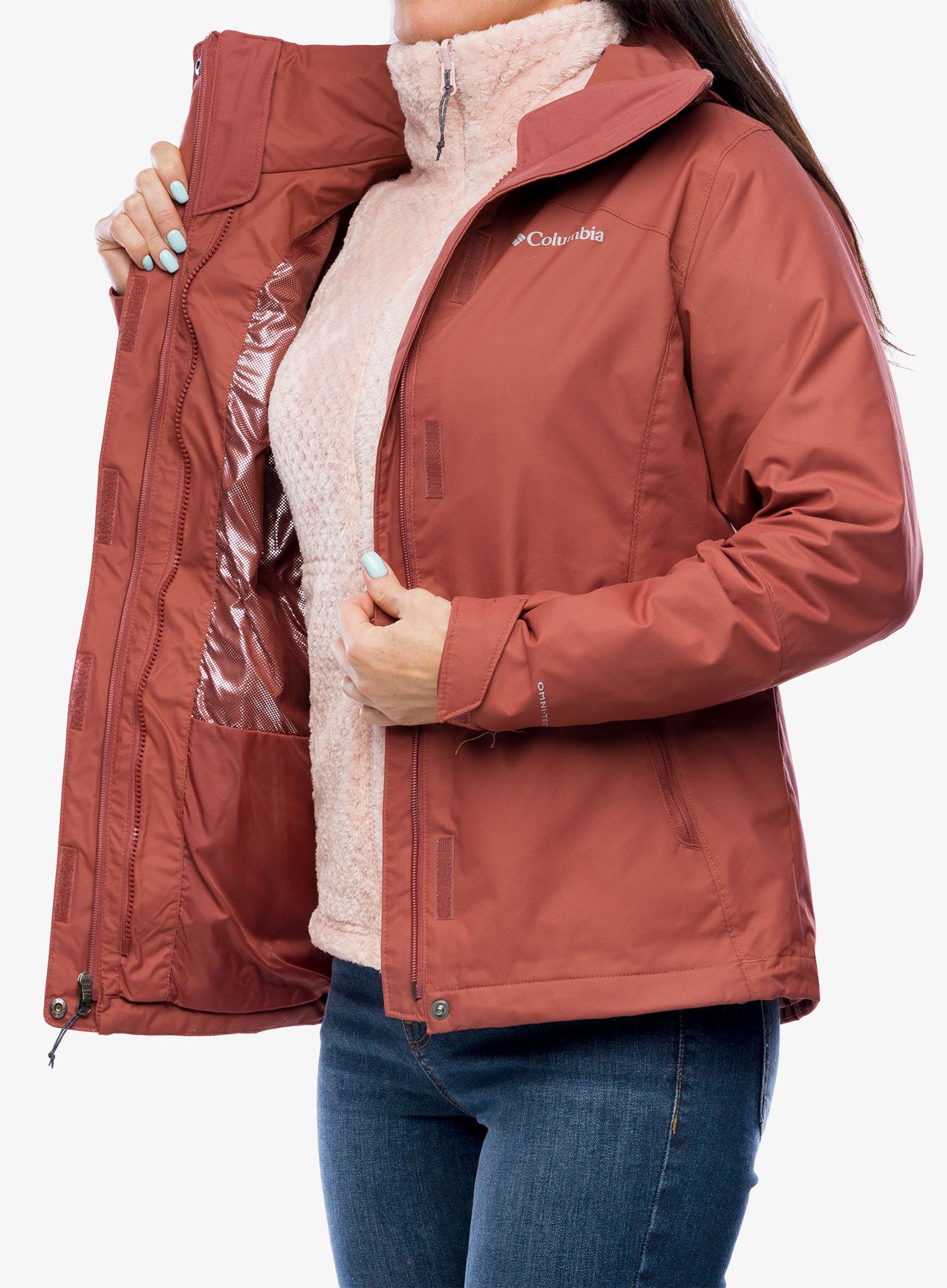Bunda 3v1 dámská Columbia Bugaboo II Fleece Interchange Jacket - beetroot/dusty pink