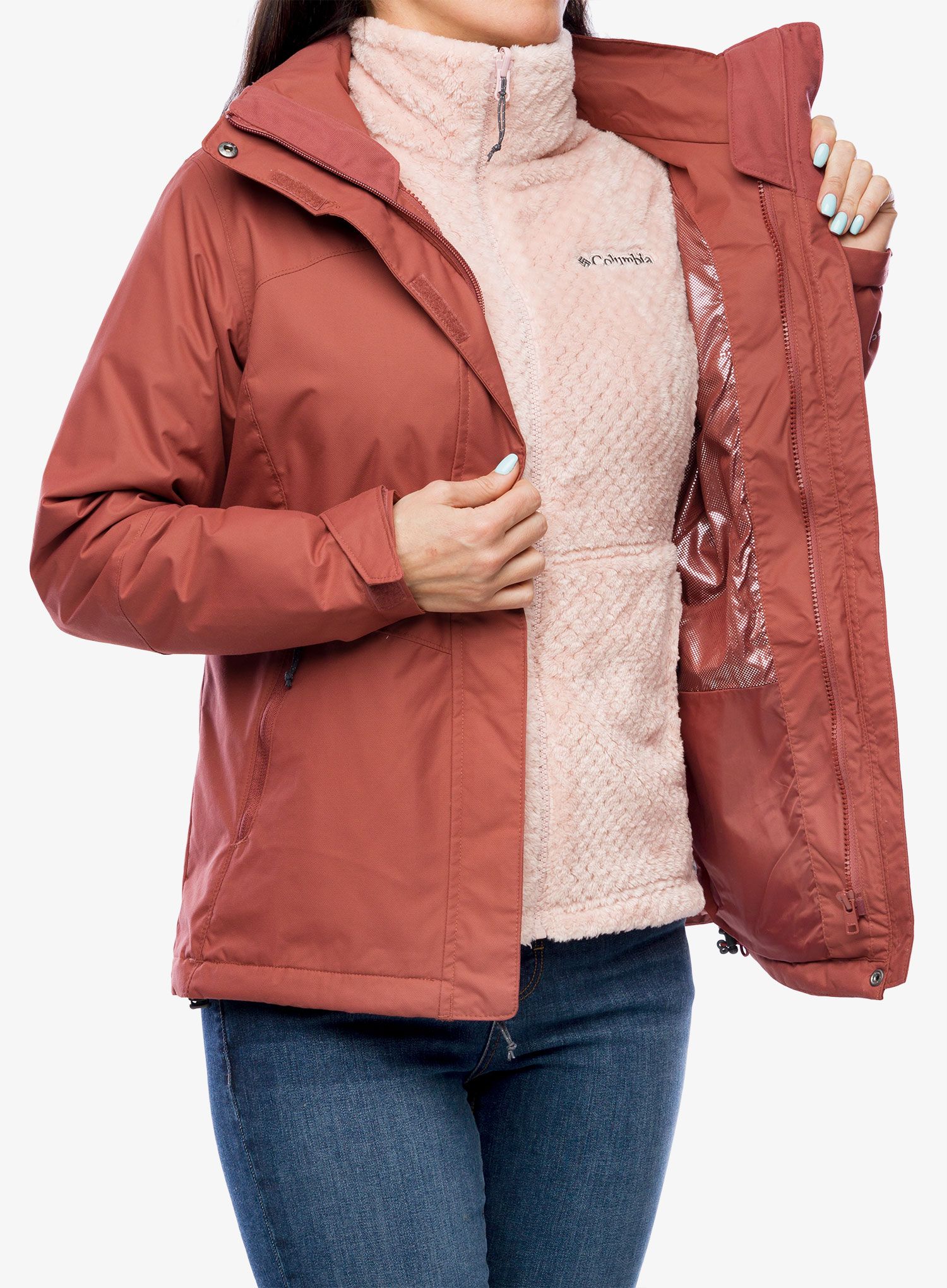 Bunda 3v1 dámská Columbia Bugaboo II Fleece Interchange Jacket - beetroot/dusty pink