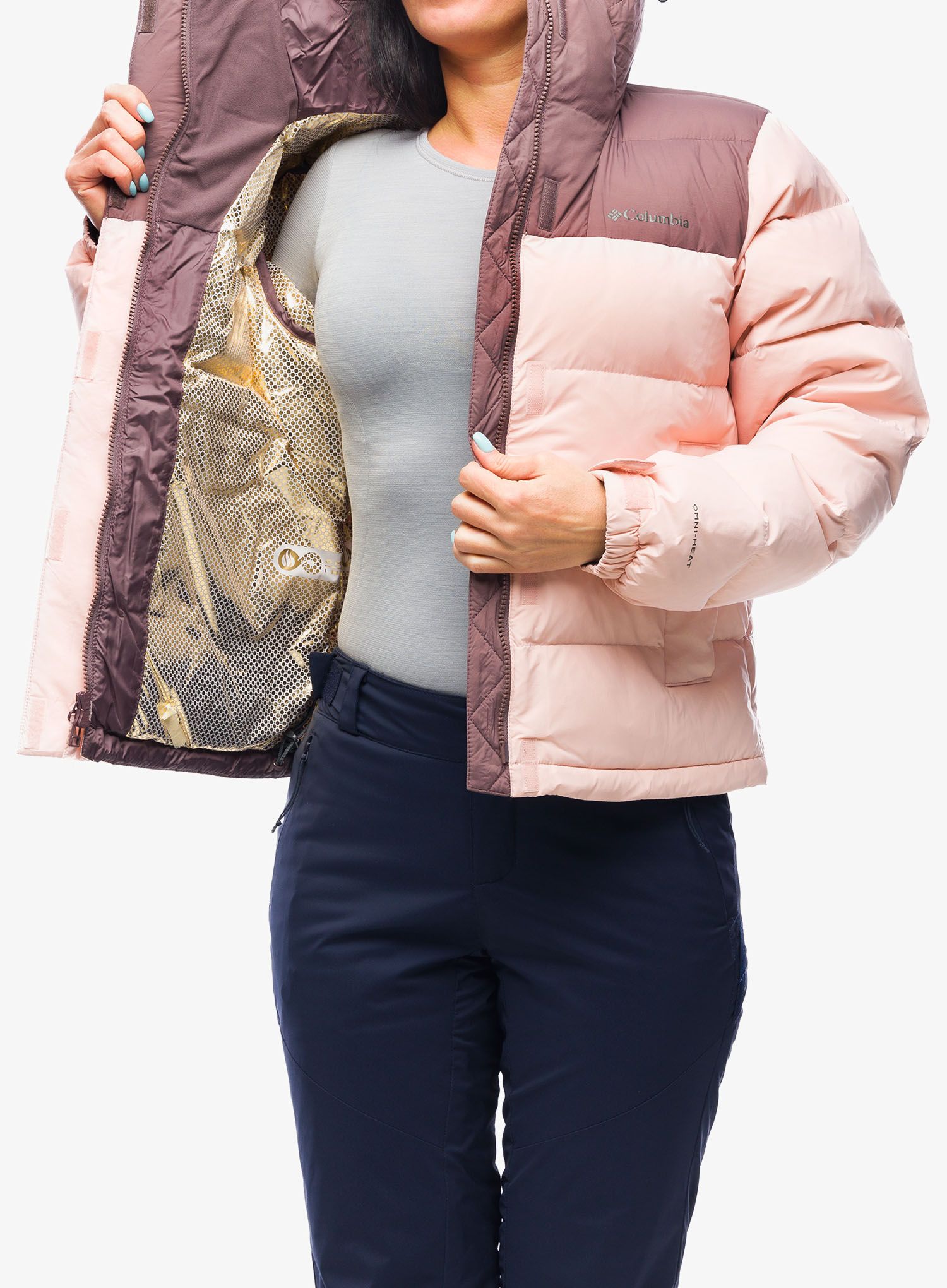 Dámská zimní bunda Columbia Bulo Point II Down Jacket - dusty pink/basalt crinkle