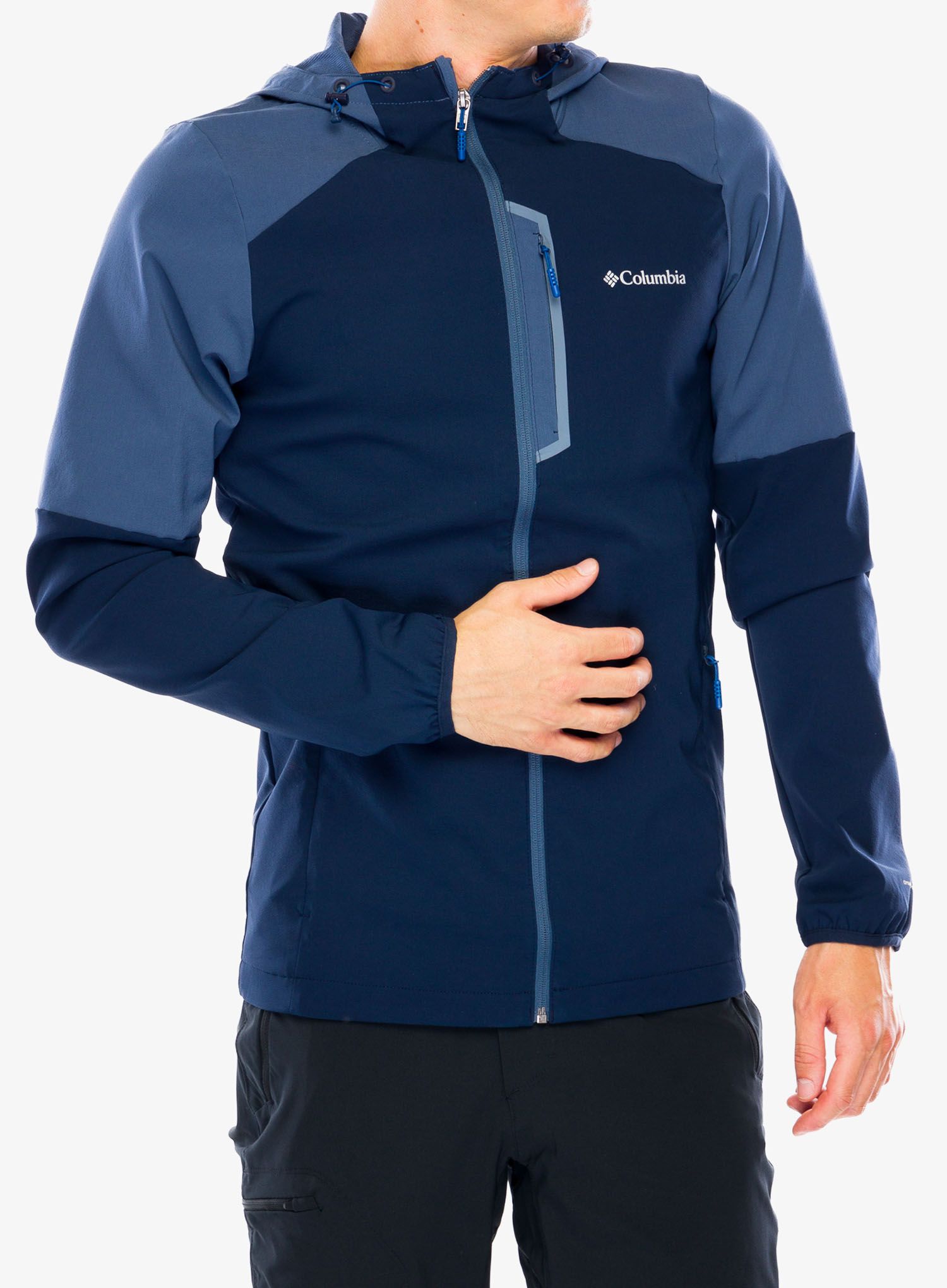 Softshellová bunda Columbia Columbia Tech Softshell Hoodie - collegiate navy/dark mtn