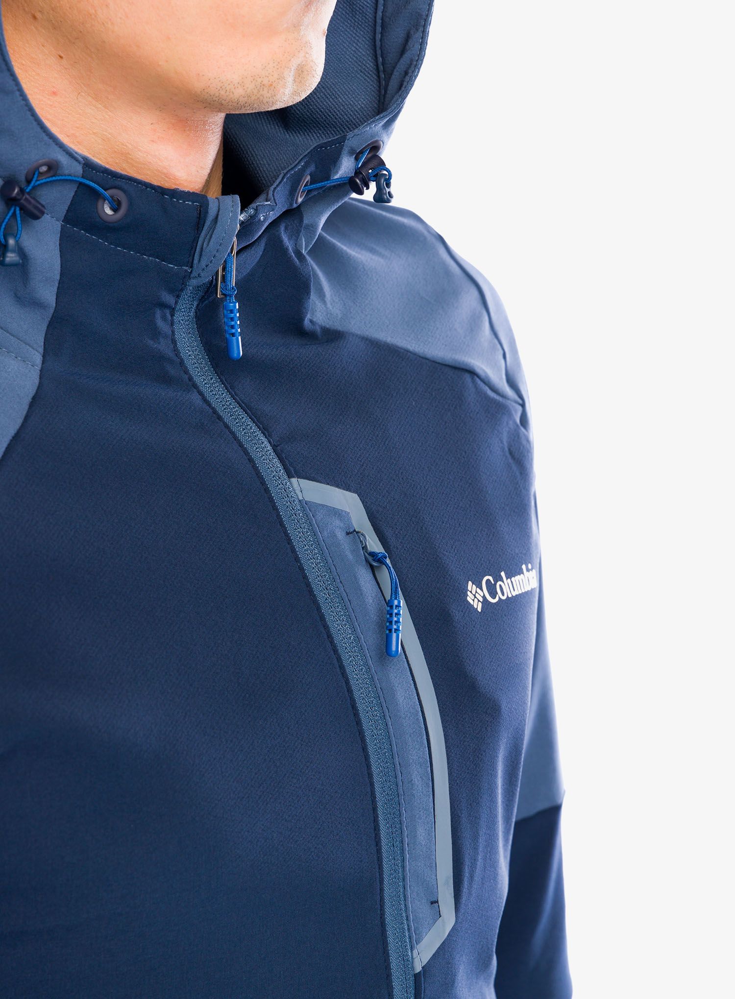 Softshellová bunda Columbia Columbia Tech Softshell Hoodie - collegiate navy/dark mtn
