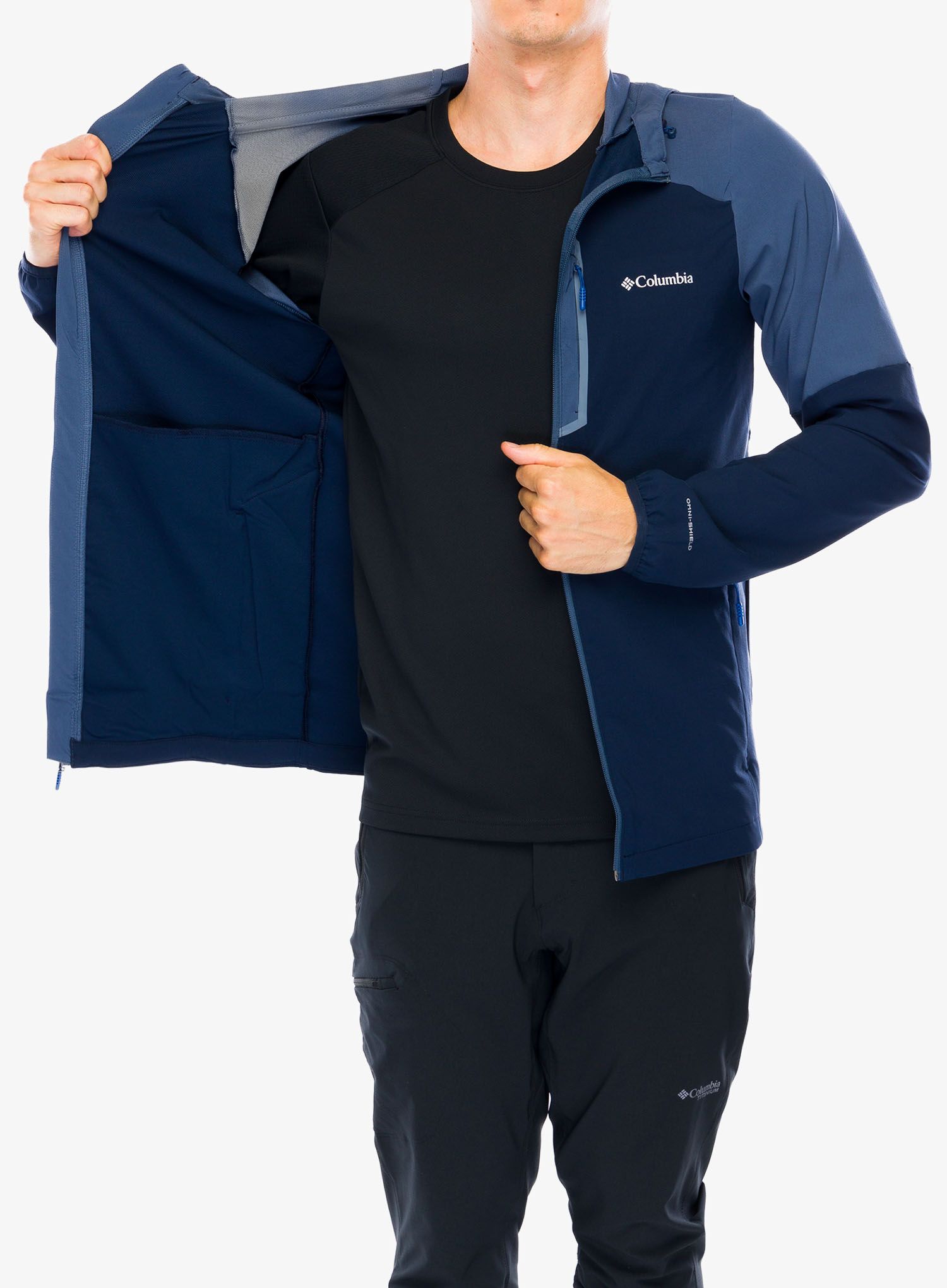 Softshellová bunda Columbia Columbia Tech Softshell Hoodie - collegiate navy/dark mtn