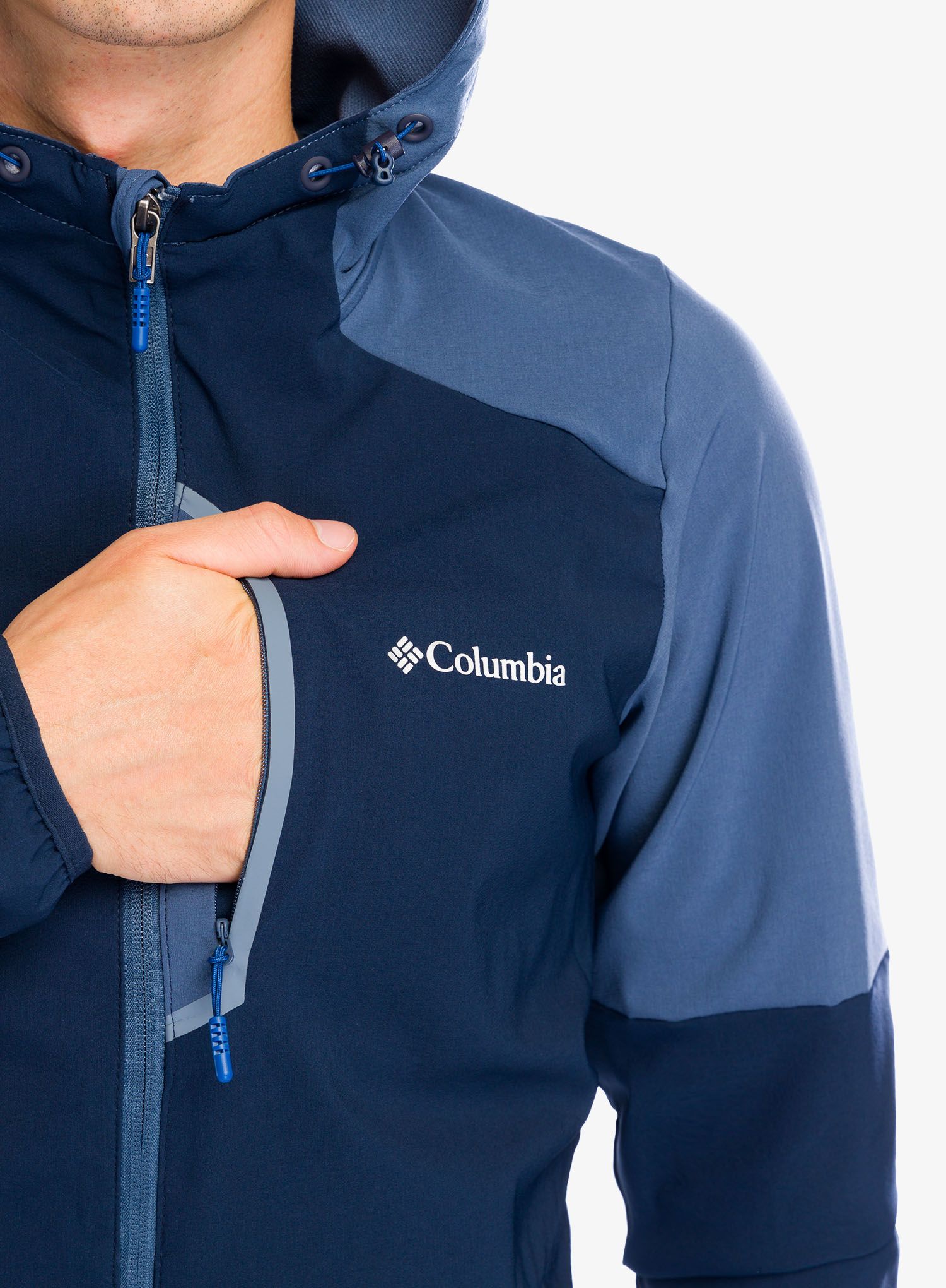 Softshellová bunda Columbia Columbia Tech Softshell Hoodie - collegiate navy/dark mtn