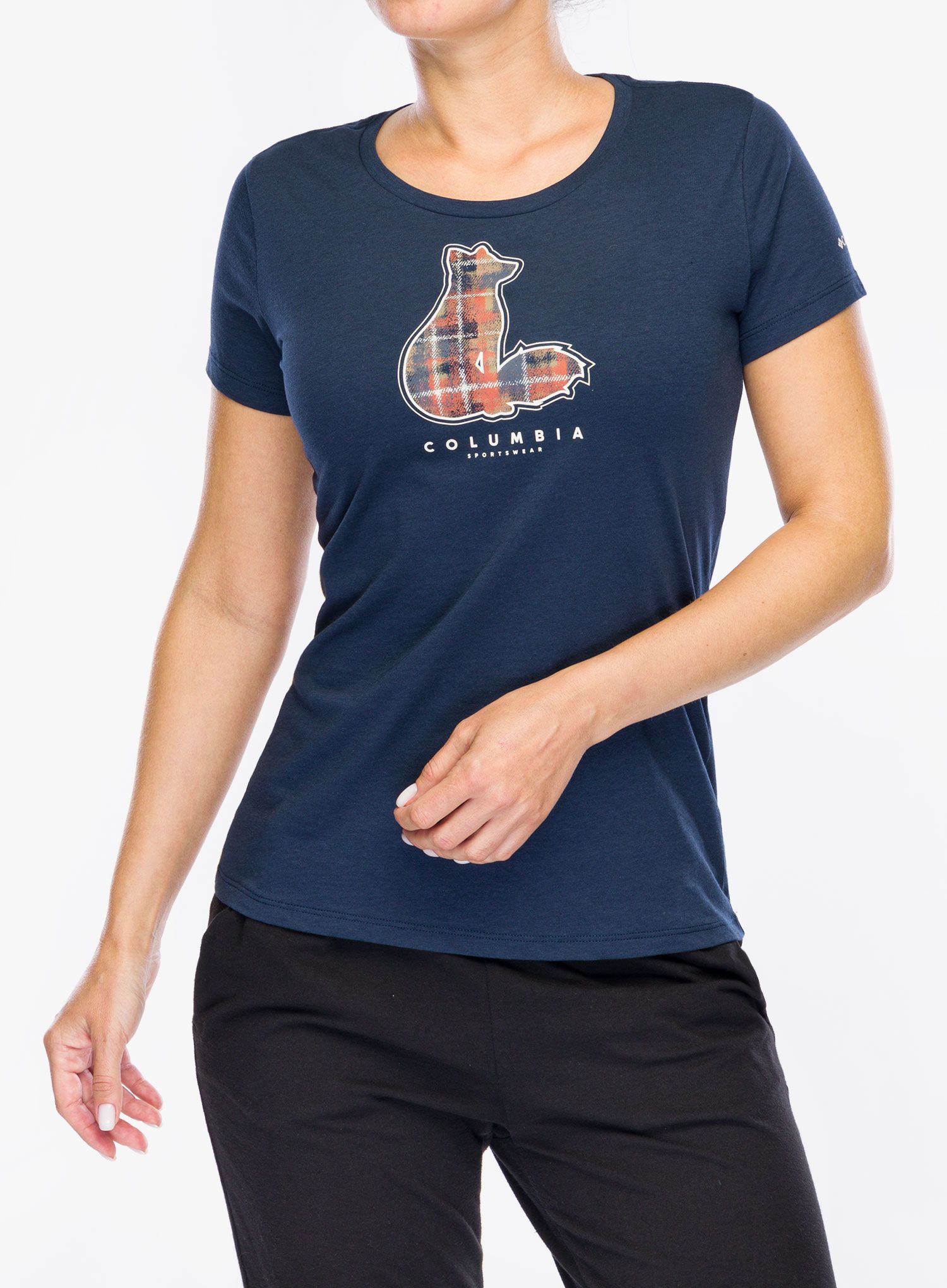 Bavlněné tričko dámské Columbia Daisy Days S/S Graphic Tee - collegiate navy/foxy omblur