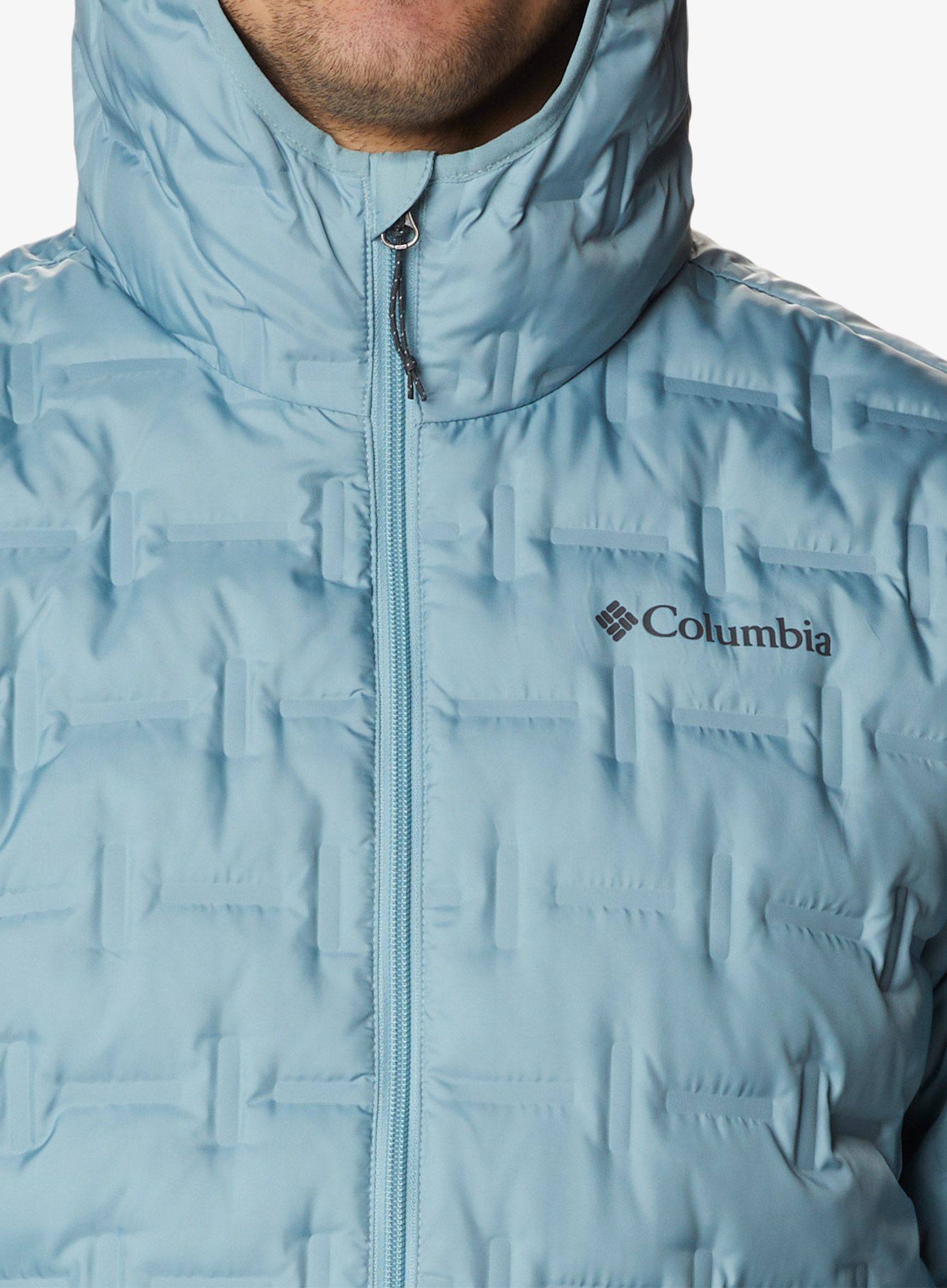 Péřová bunda pánská Columbia Delta Ridge Down Hooded Jacket - stone blue