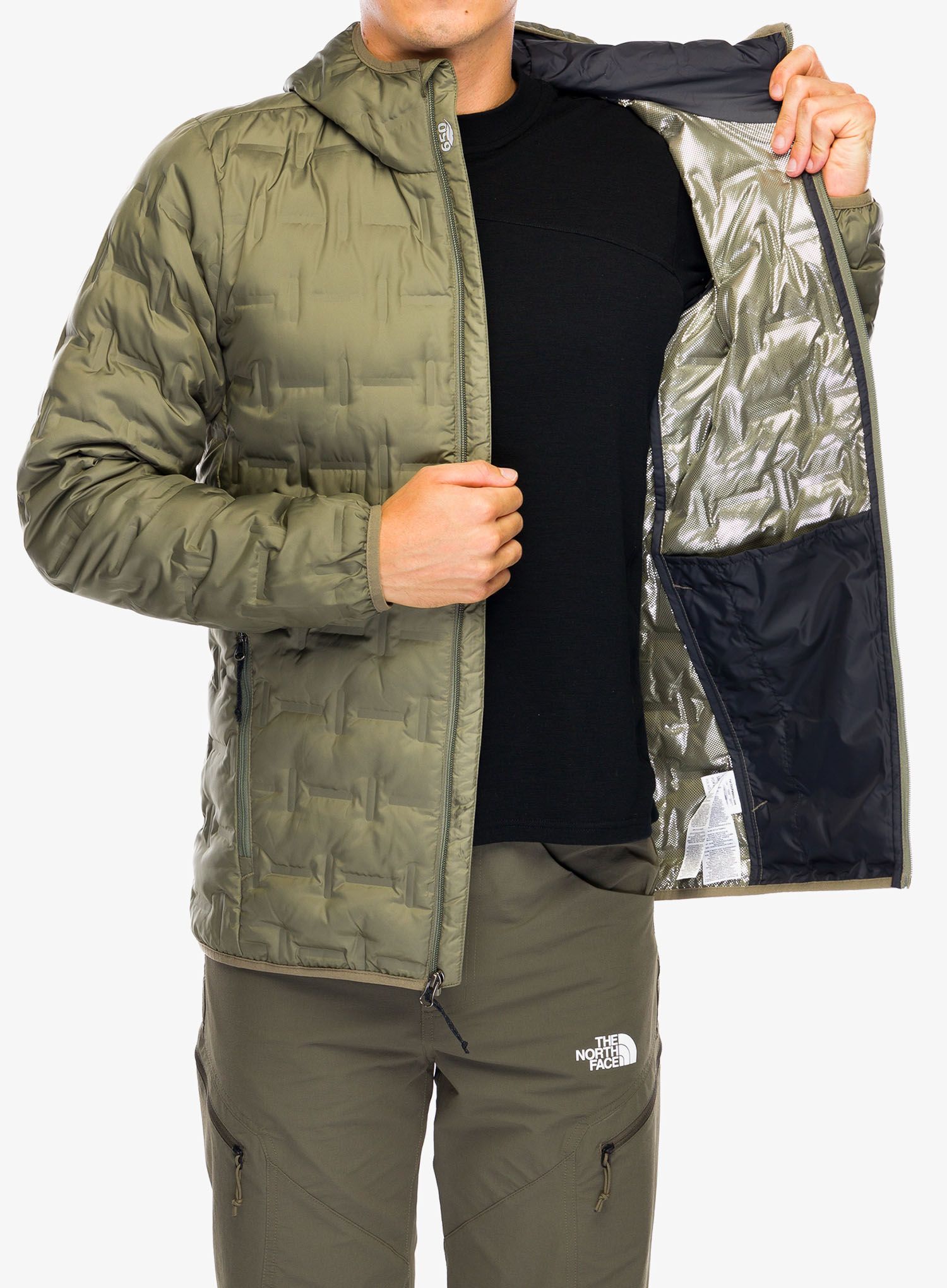 Péřová bunda Columbia Delta Ridge Down Hooded Jacket - stone green