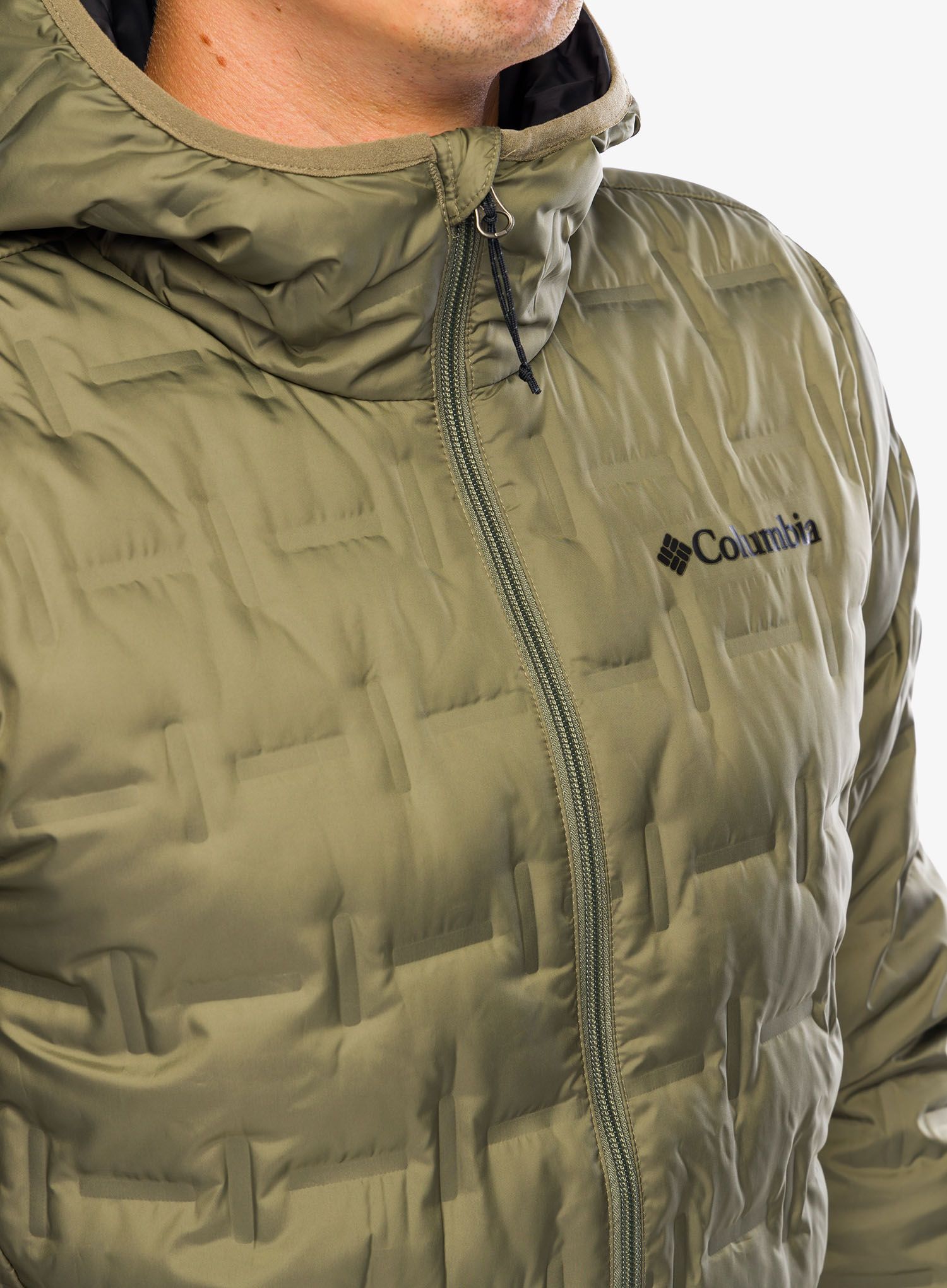Péřová bunda Columbia Delta Ridge Down Hooded Jacket - stone green