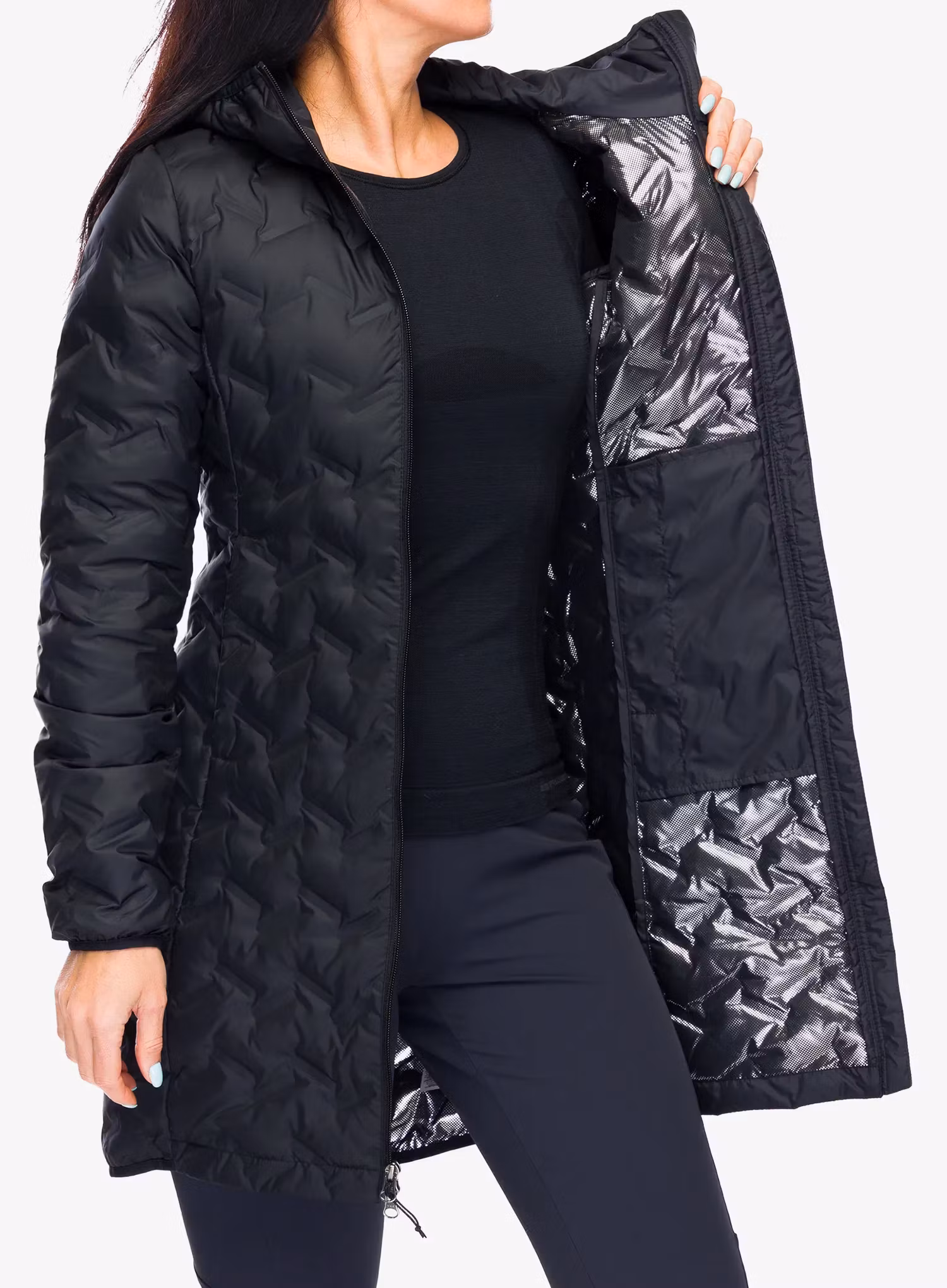 Dámský péřový kabát Columbia Delta Ridge II Long Down Jacket - black