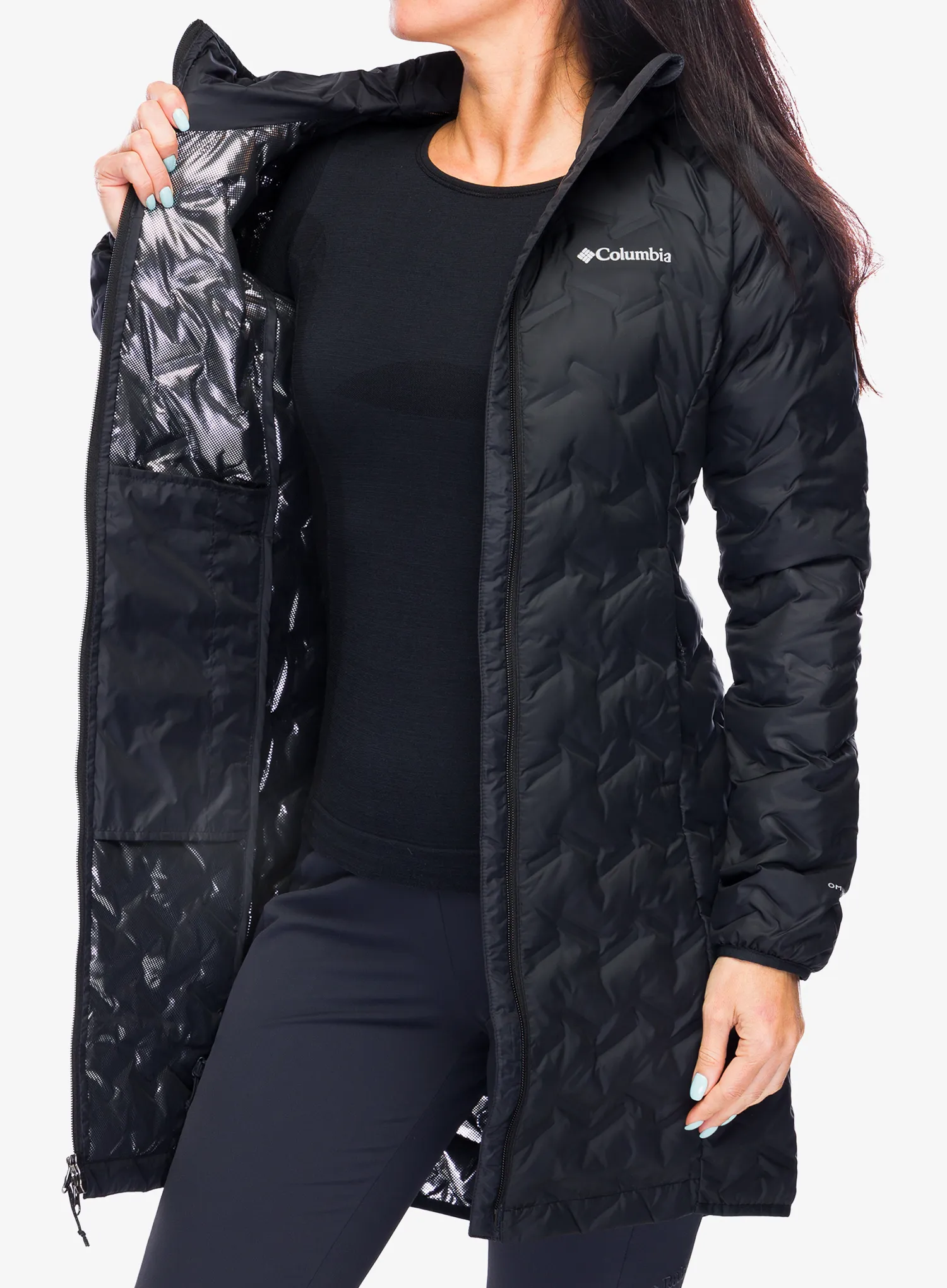 Dámský péřový kabát Columbia Delta Ridge II Long Down Jacket - black